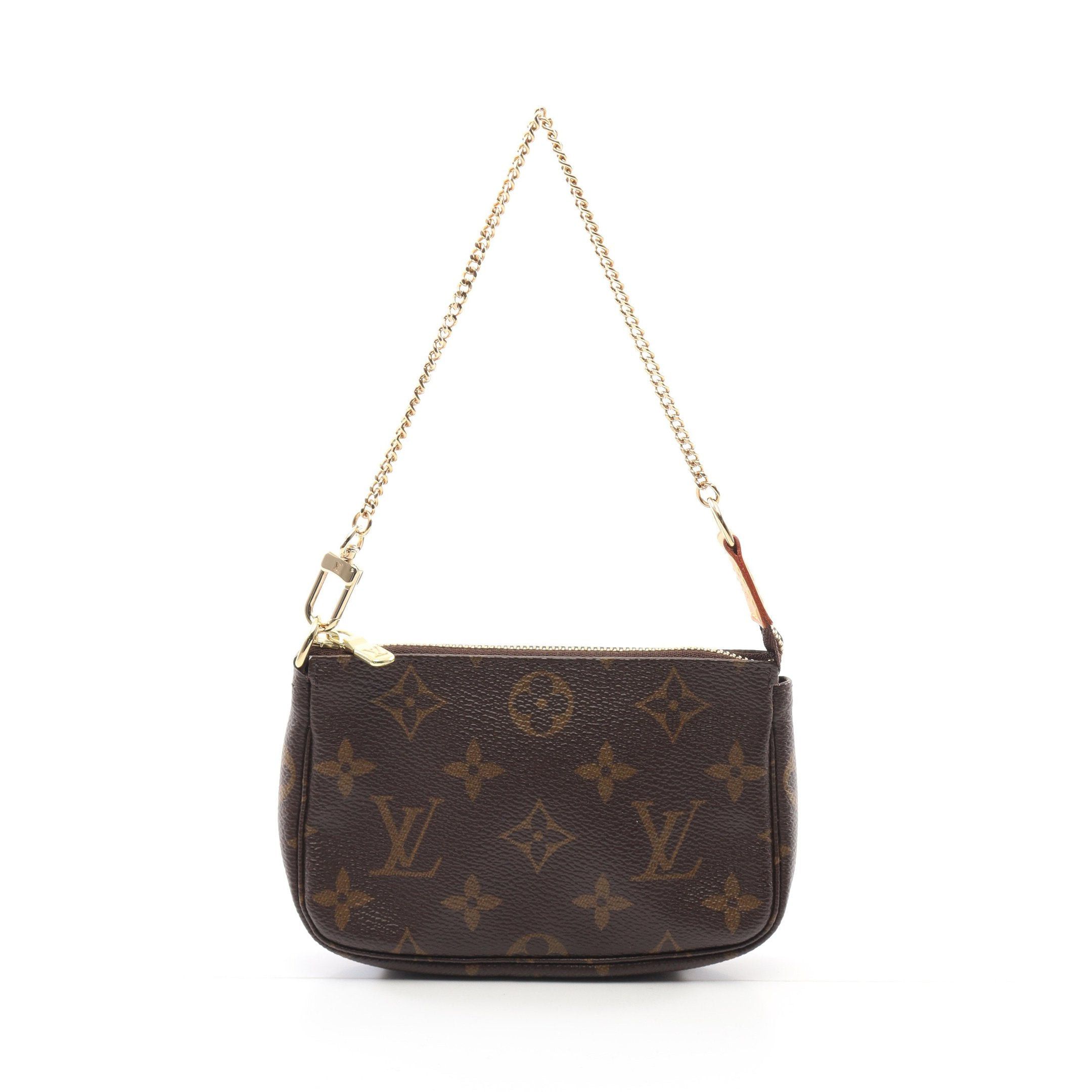 Louis Vuitton Louis Vuitton Mini Pochette Accessoires Monogram Chain Handbag Leather Brown Size ONE SIZE - 1 Thumbnail