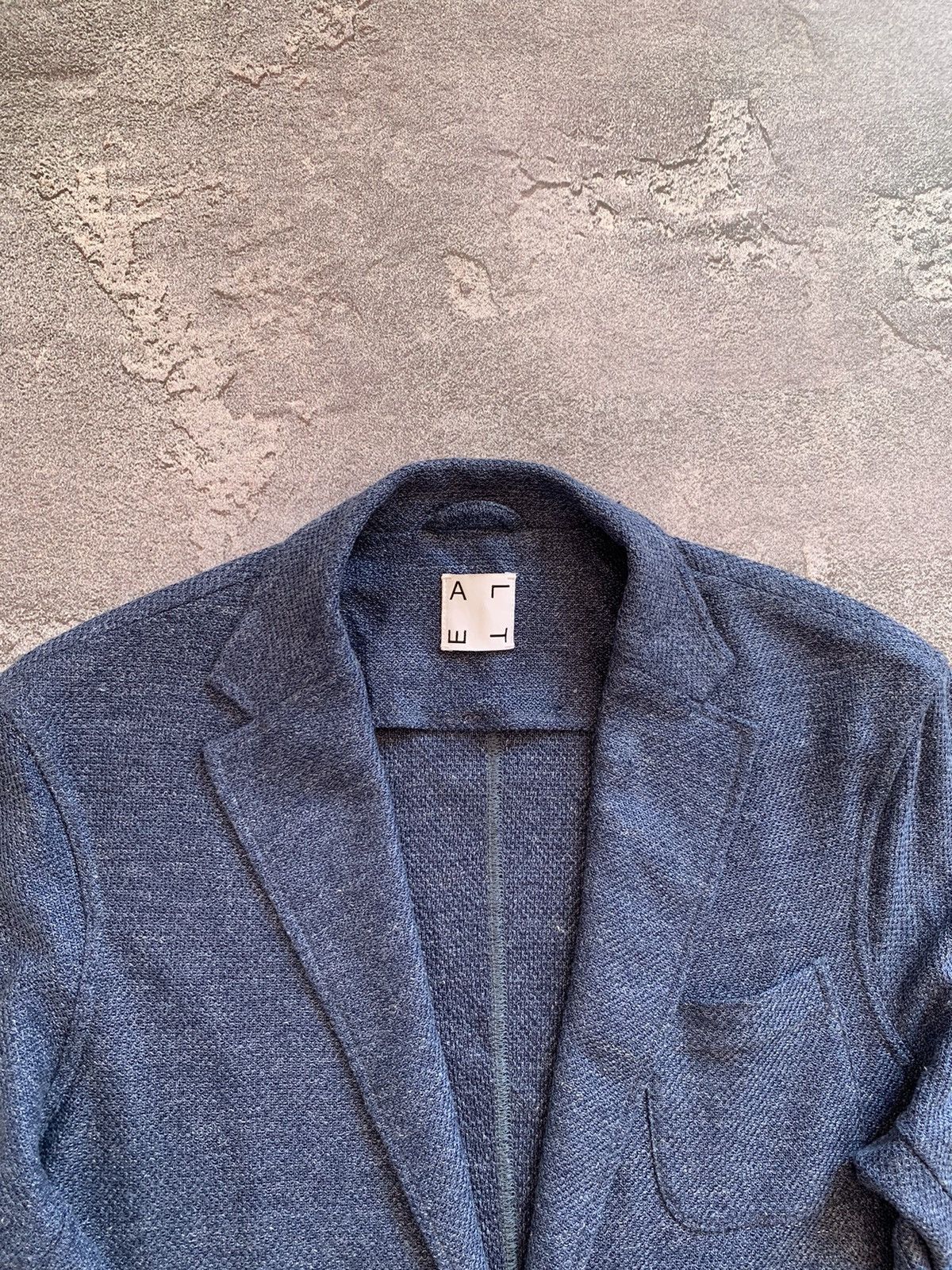 Altea Altea Alfonso Melange 100% Linen Blue Blazer L Size Size 44S - 2 Thumbnail
