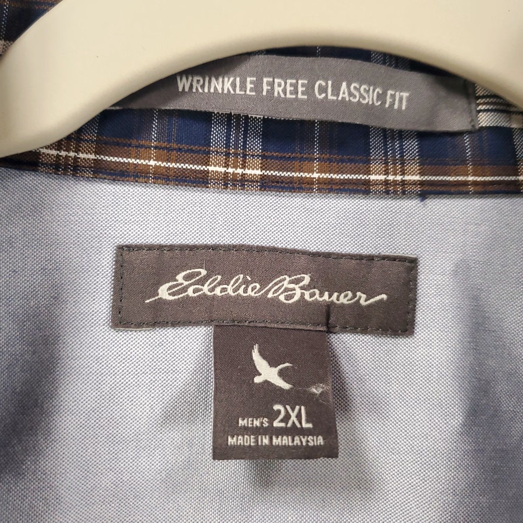 Eddie Bauer Eddie Bauer Shirt Mens XXL Blue Brown White Relaxed Fit Wrinkle Free Button Up Size US XXL / EU 58 / 5 - 7 Thumbnail