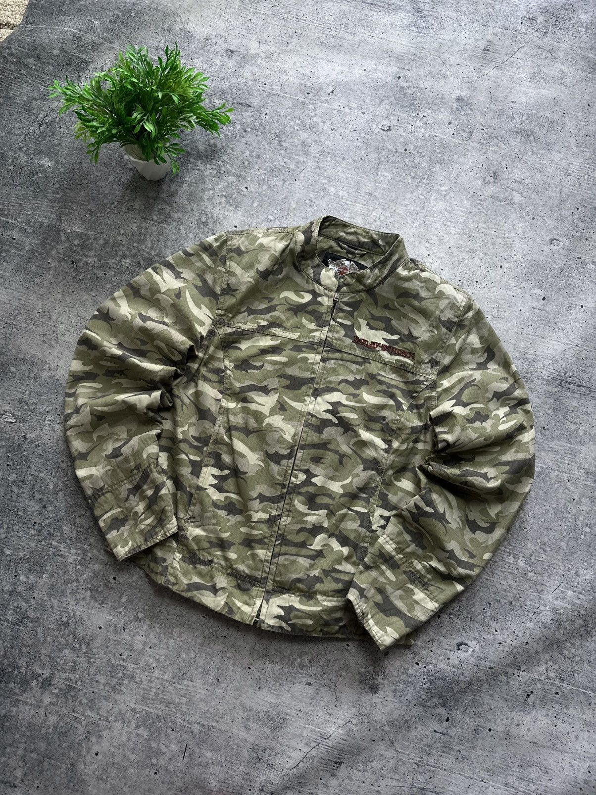 Harley Davidson Vintage Harley Davidson Motorcycle Camo Moto Y2K Jacket! Size M / US 6-8 / IT 42-44 - 3 Thumbnail