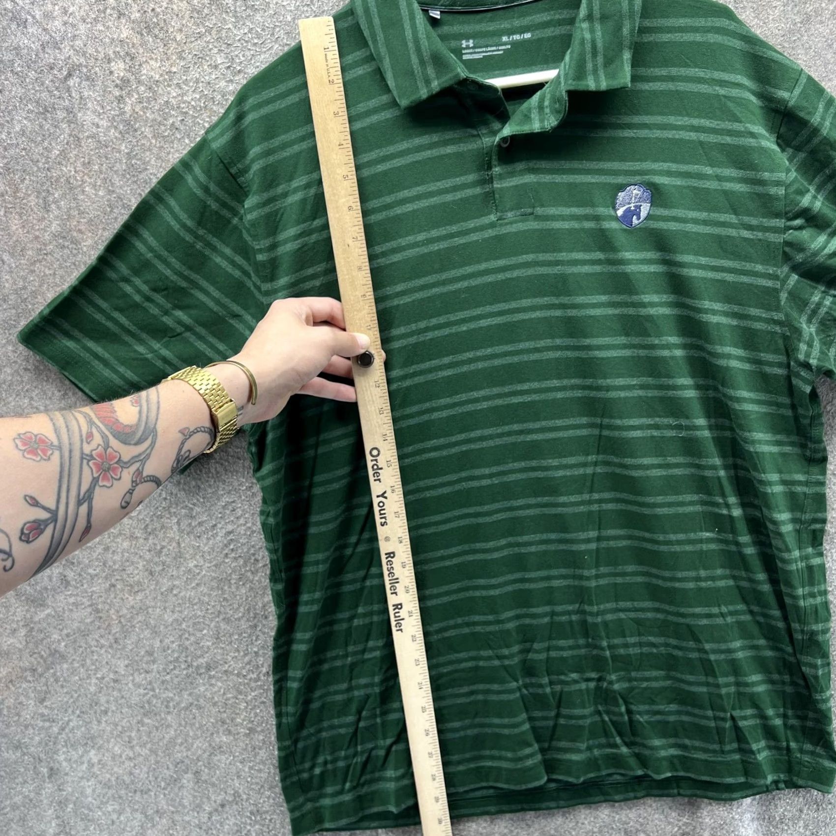 Under Armour Under Armour Polo Shirt Mens XL Green Striped Short Sleeve Golf Performance Size US XL / EU 56 / 4 - 7 Thumbnail