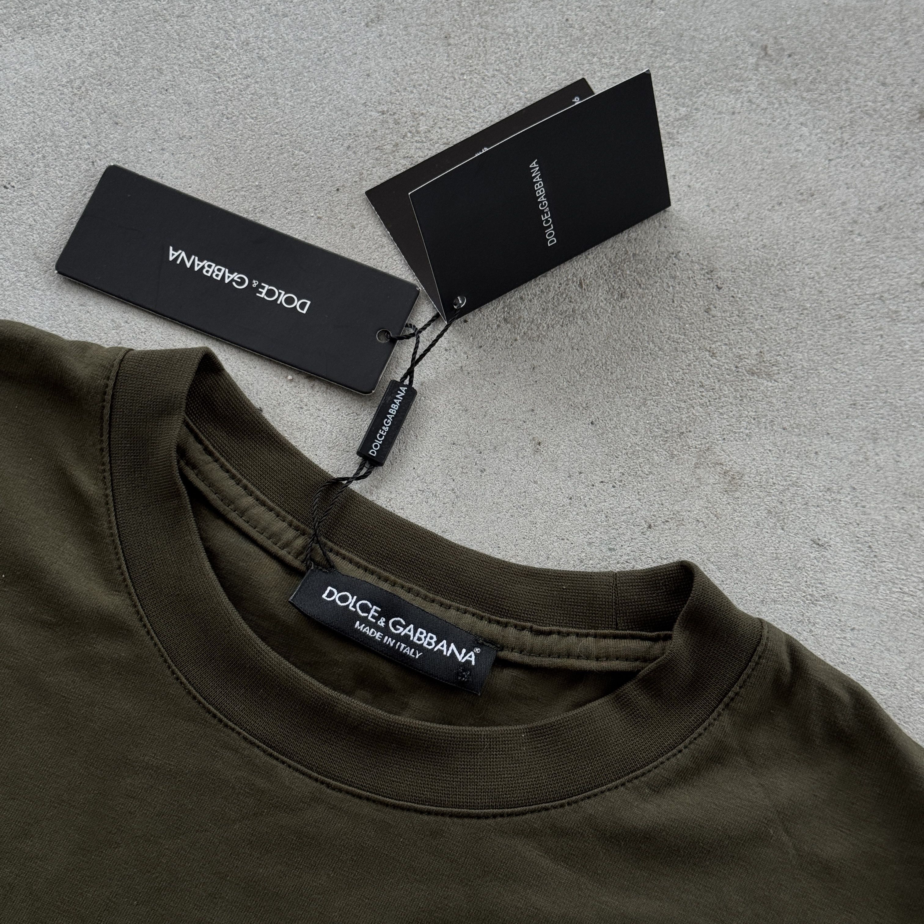 Dolce & Gabbana Dolce Gabbana Khaki Olive Khaki Tee Pink Graffiti Logo Shirt Size US M / EU 48-50 / 2 - 5 Thumbnail