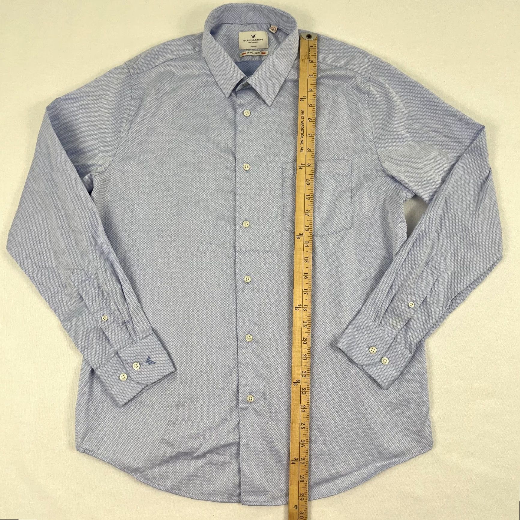 Vintage Blackberrys Shirt Mens XL Blue Button Up Long Sleeve Cotton Slim Size 42 Size US XL / EU 56 / 4 - 4 Thumbnail
