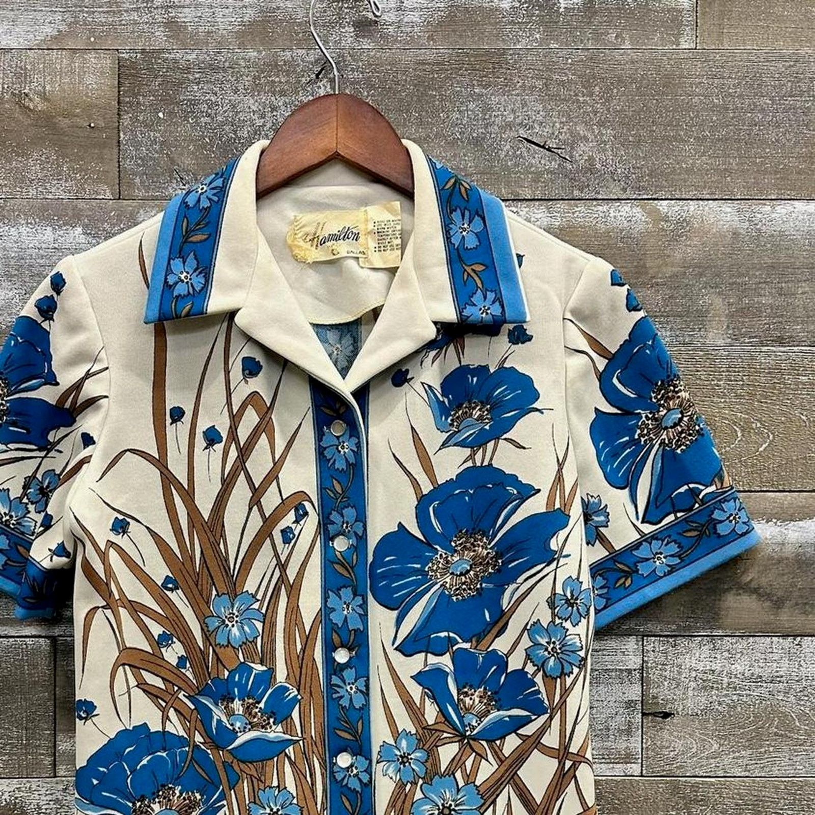 Vintage Vintage hamilton short sleeve button up shirt blue floral Size US S / EU 44-46 / 1 - 2 Thumbnail