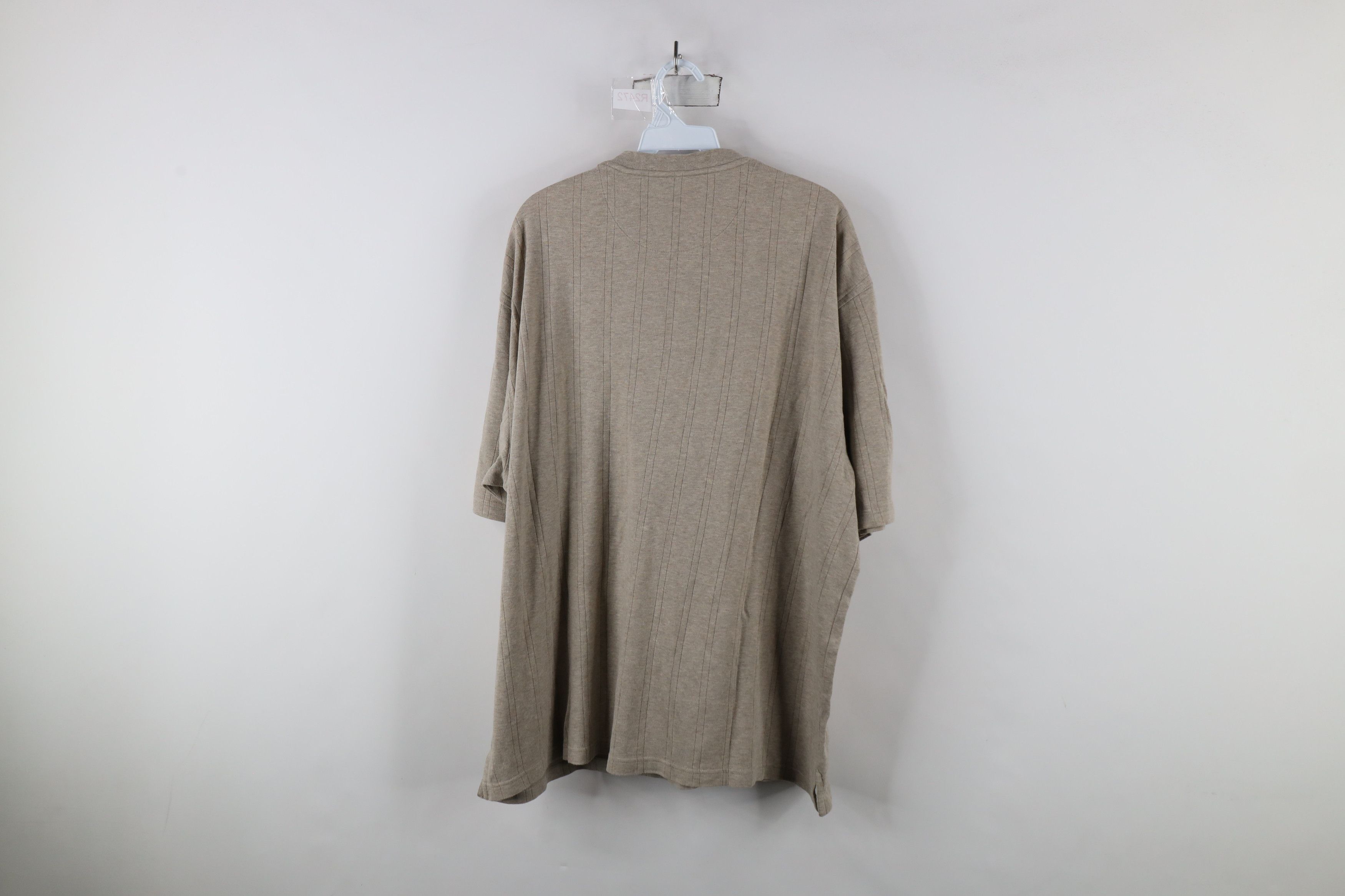 Vintage Vintage 90s Streetwear Striped Knit Henley T-Shirt Beige Size US XL / EU 56 / 4 - 7 Thumbnail
