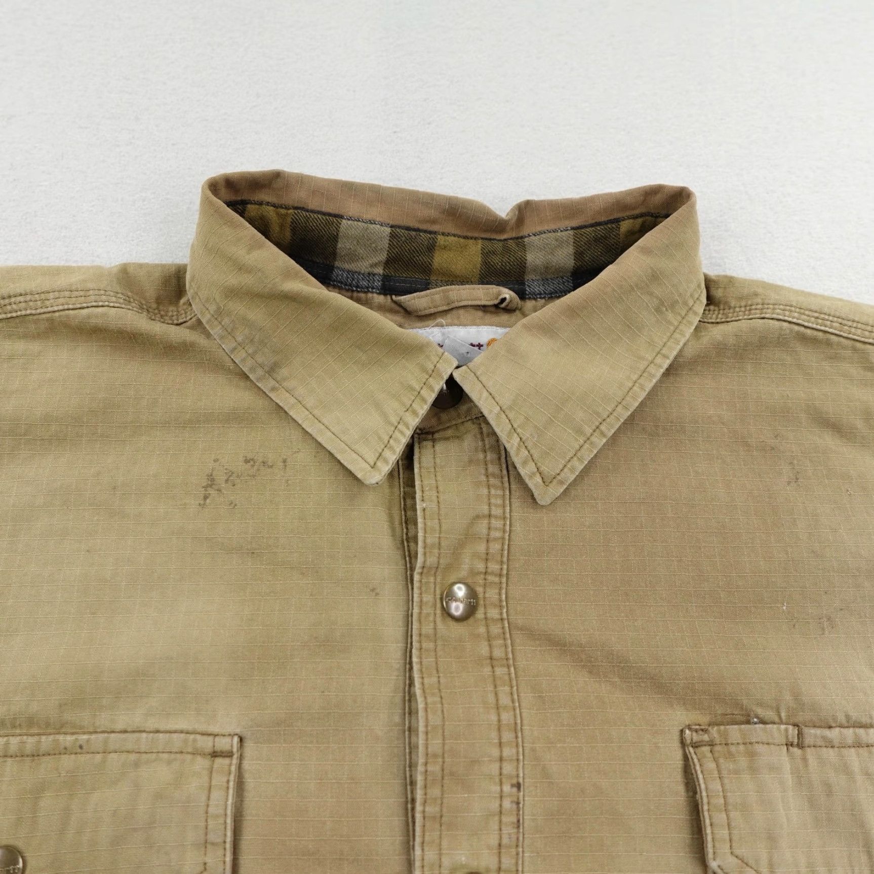 Carhartt VINTAGE Carhartt Jacket Mens 3XL Beige Flannel Lined Ripstop Overcoat Outdoor Casual Size US XXL / EU 58 / 5 - 2 Thumbnail