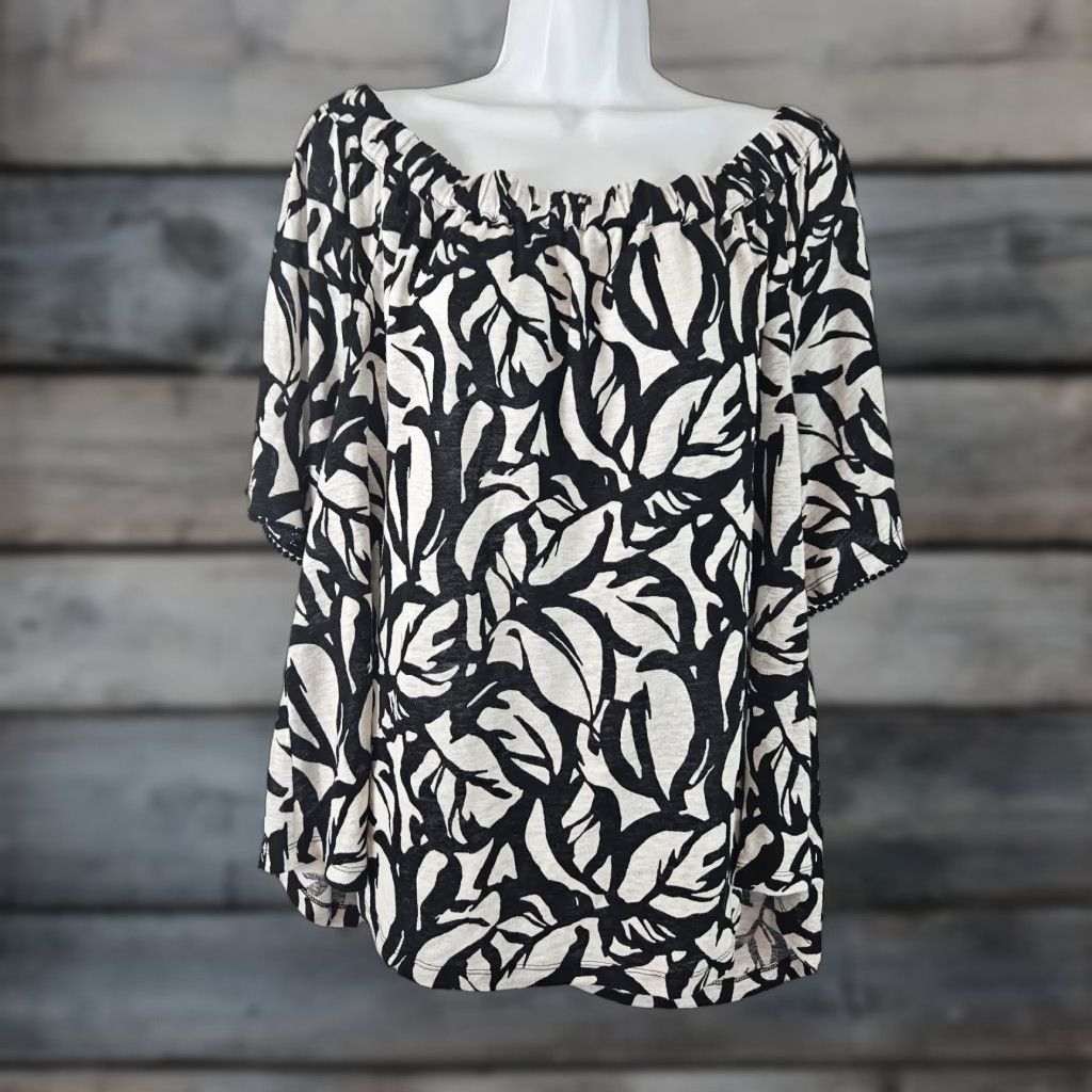 Vintage Chico's Blouse Women Off The Shoulder XL Black Linen Size XL / US 12-14 / IT 48-50 - 1 Thumbnail