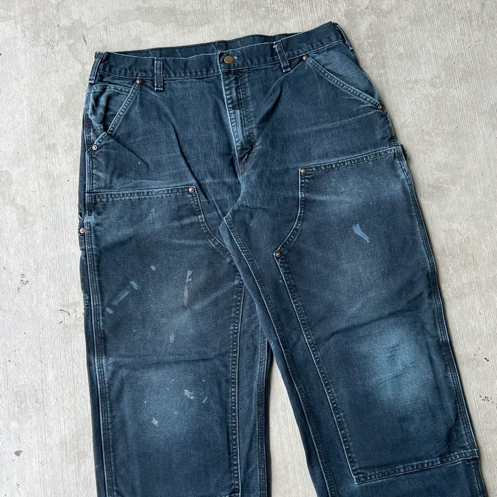 Carhartt × Vintage Carhartt faded black double knee work wear carpenter pants Size US 35 - 2 Thumbnail