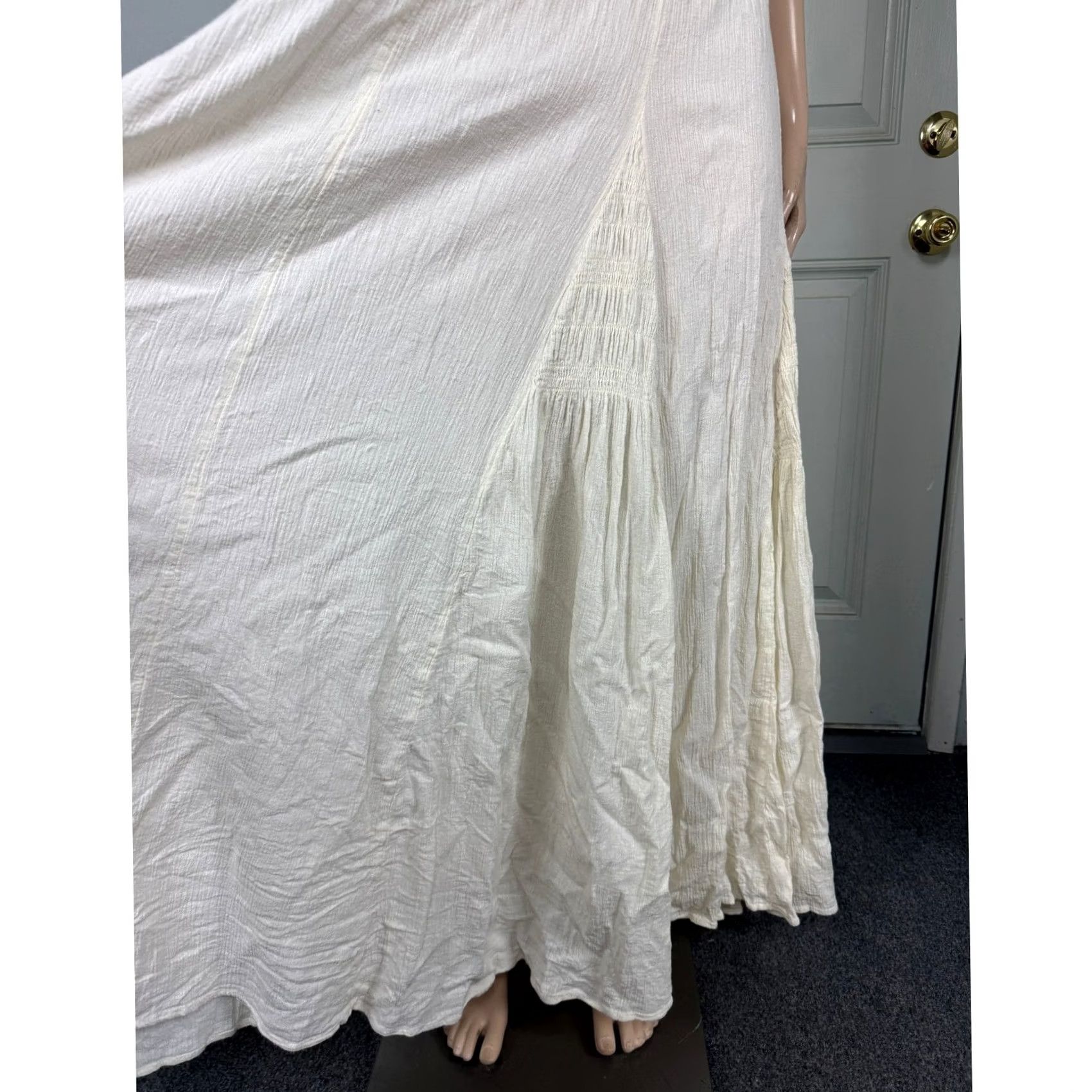 Free People Free People Dress Maxi Sleeveless Cream Cotton Bohemian V-Neck 100% Knit L Adult Womens Summer Casual NN15 Size L / US 10 / IT 46 - 3 Thumbnail