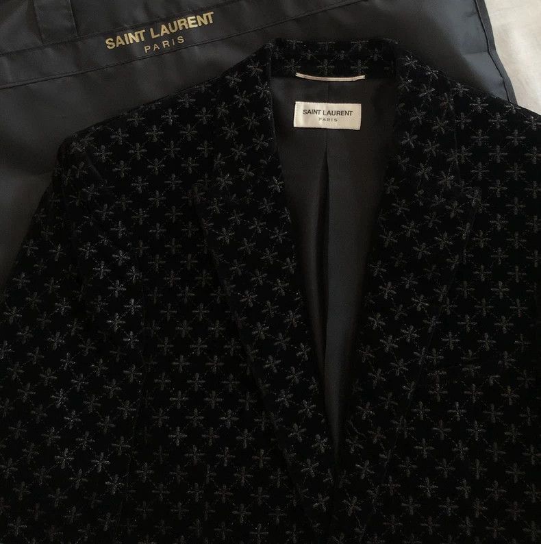 Saint Laurent Paris Saint Laurent Paris Saint Laurent Velvet Embroidered Blaze Size US M / EU 48-50 / 2 - 2 Thumbnail