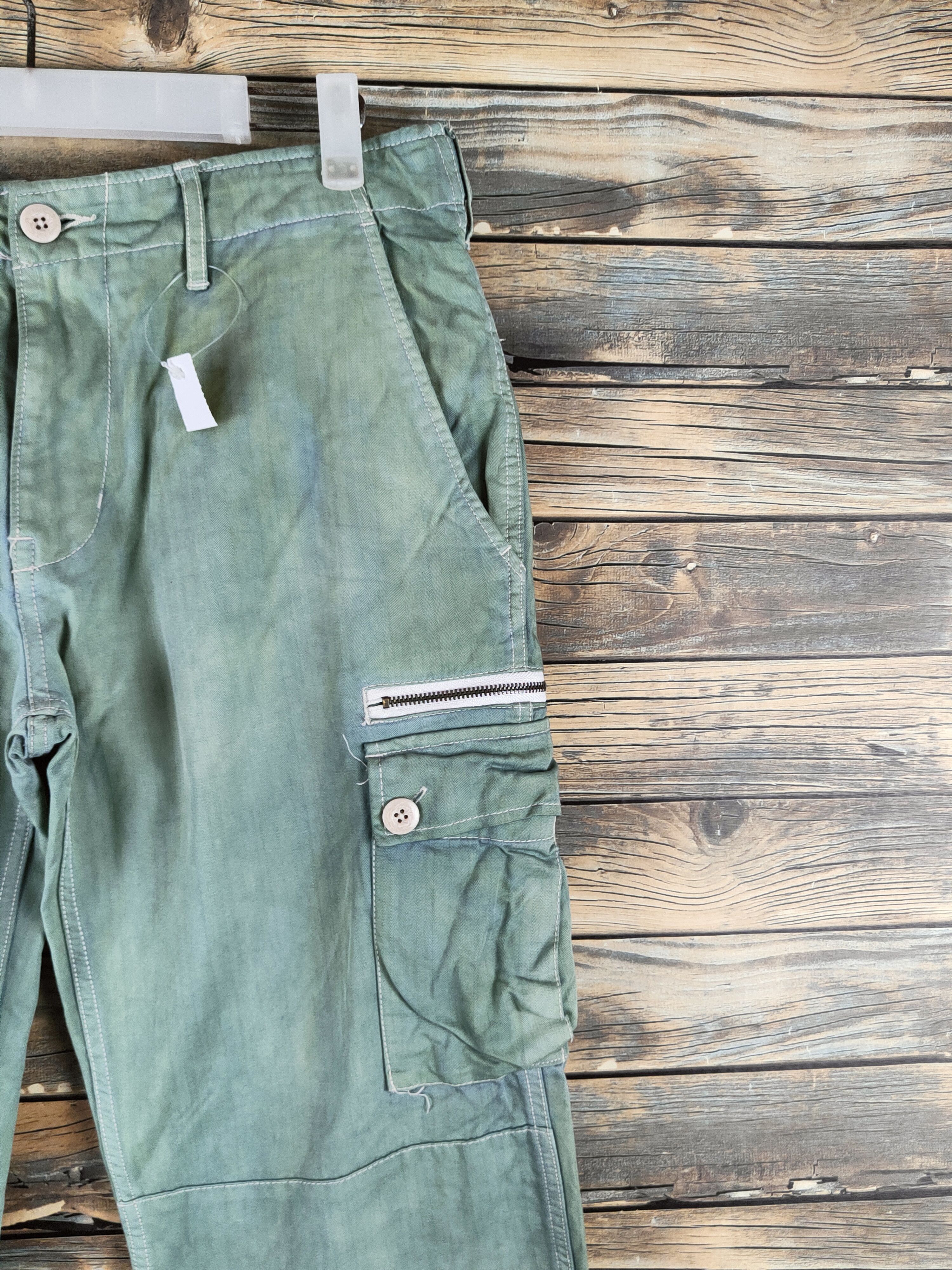 Japanese Brand DL Genuine Comfort Green Faded Cargo Pants #46-374 Size US 30 / EU 46 - 5 Thumbnail