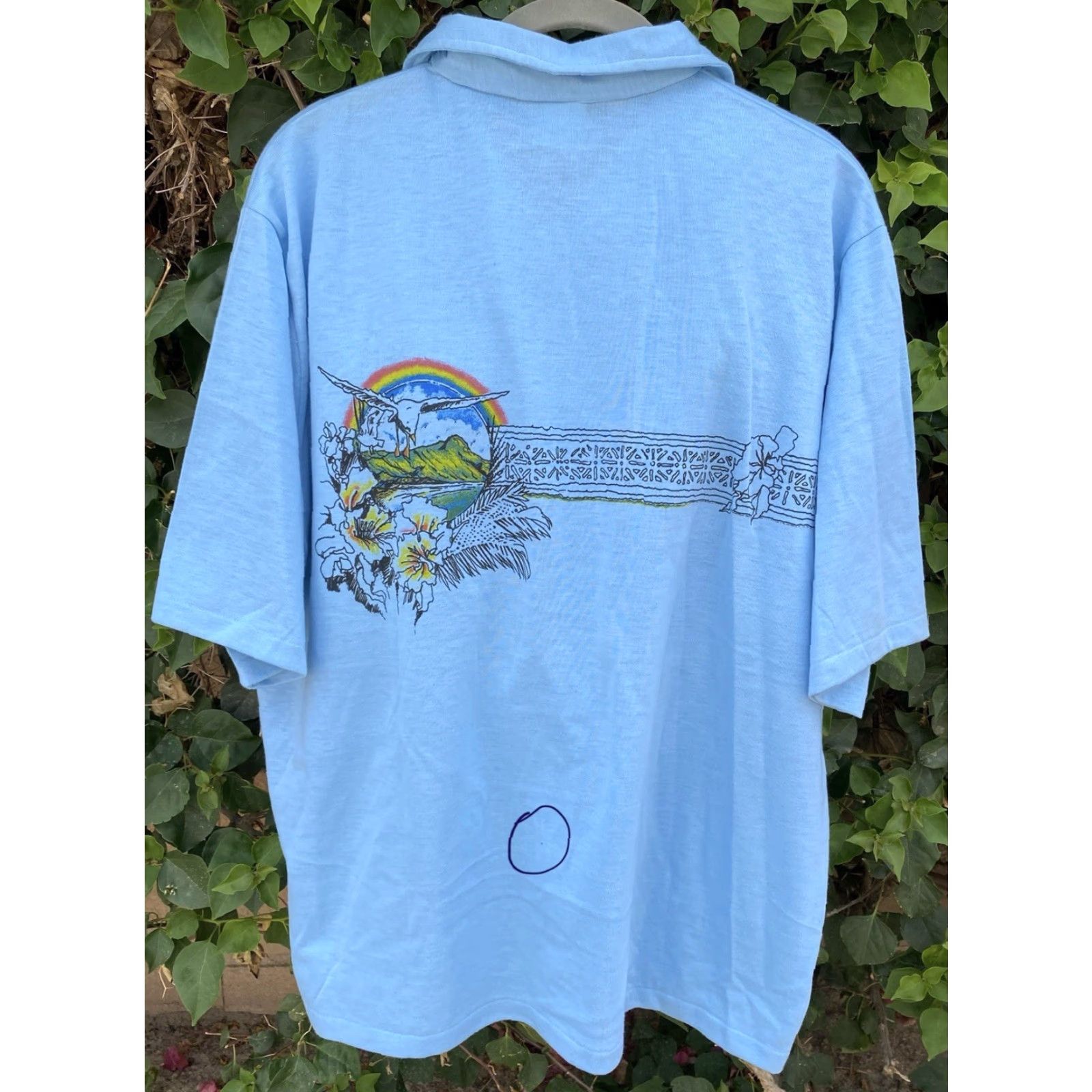 Vintage VINTAGE Mervyns Men’s Collection Hawaiian Polo Shirt XL Shirt Casual 1980s Blue Tropical Rainbow 70s 80s Size US XL / EU 56 / 4 - 4 Thumbnail