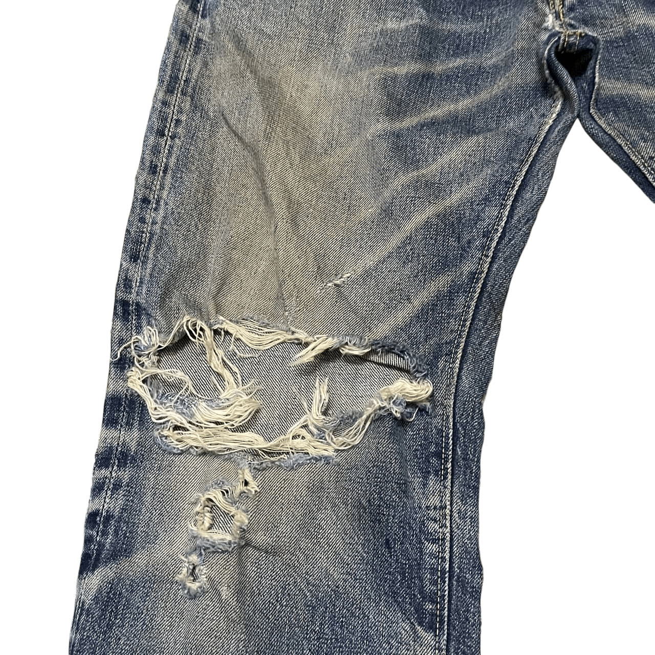 Denime Vintage Denime Japan Thrashed Denim Selvedge Leather Patch Size US 30 / EU 46 - 5 Thumbnail