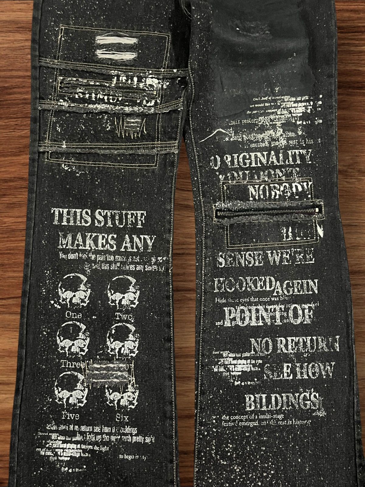 If Six Was Nine Vintage Japan Bernings Sho Skeleton Astronomical Flare Jeans Size US 28 / EU 44 - 9 Thumbnail