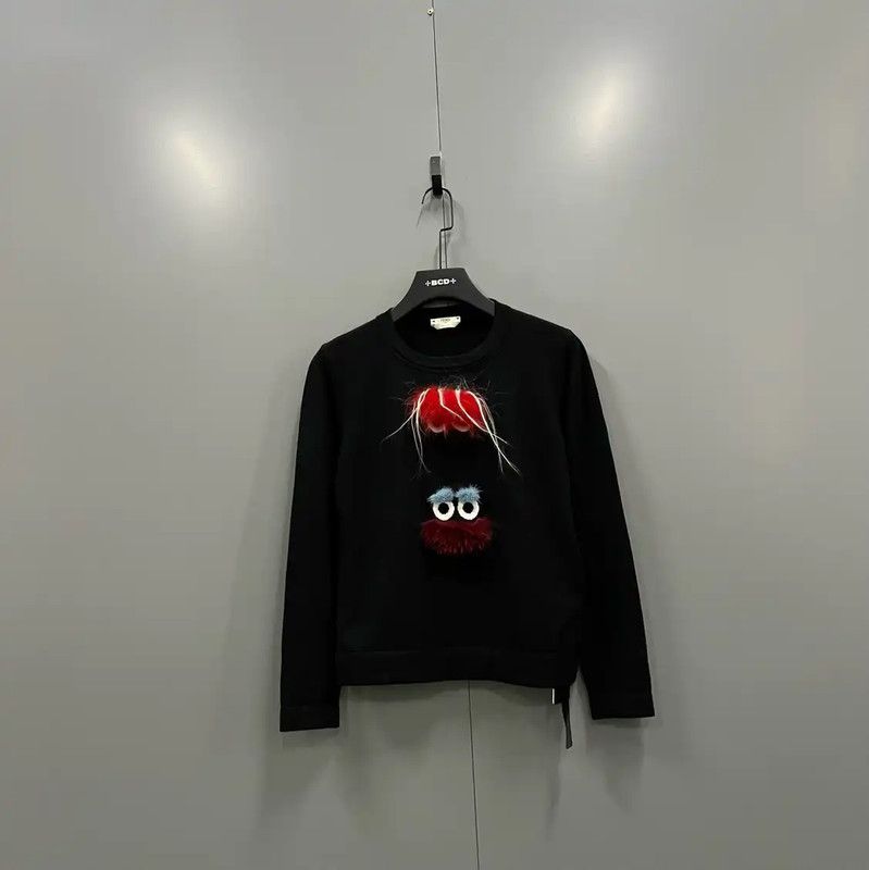 Fendi Fendi Black Wool Long Sleeve Sweater 0089 Size ONE SIZE - 1 Thumbnail