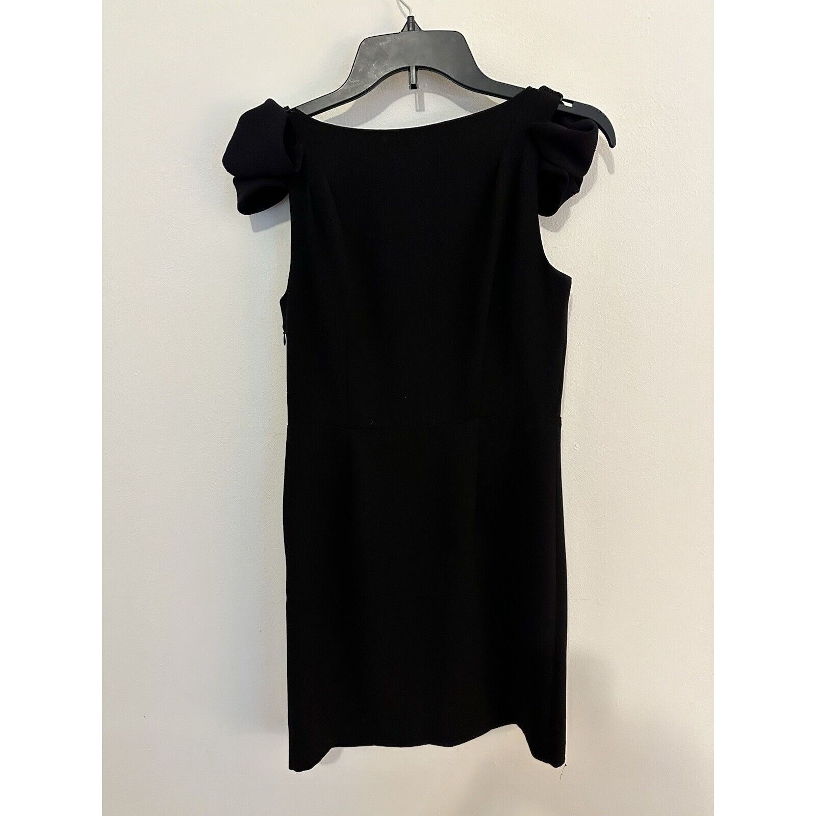 Loft Ann Taylor Black Dress Size 4P Petites Loft Bow V Neck Size S / US 4 / IT 40 - 6 Thumbnail