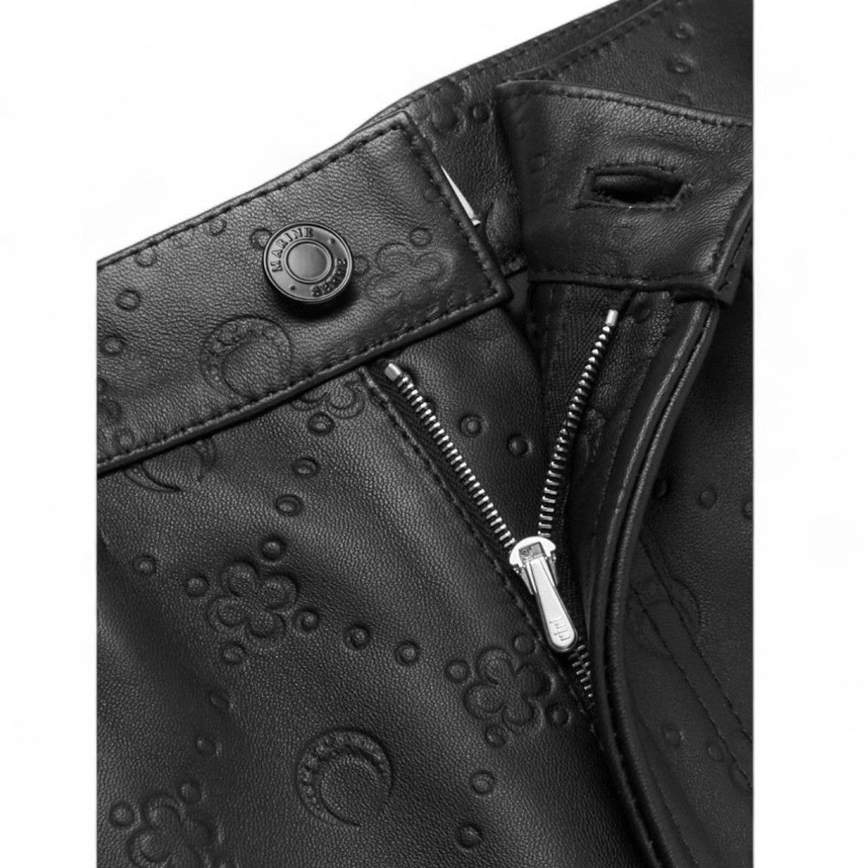 Marine Serre Marine Serre Black Straight-Leg Leather Trousers – Size L Size US 36 / EU 52 - 3 Thumbnail