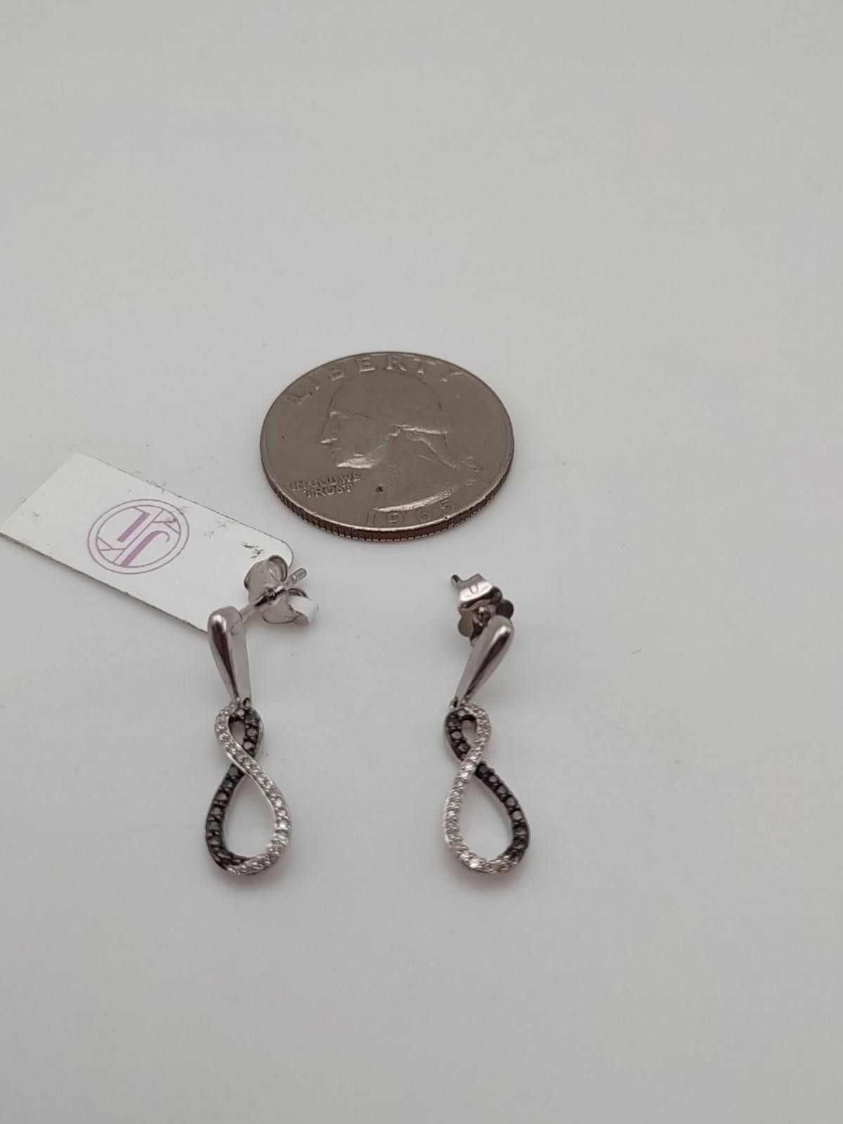 Other Jewelili 925 Silver & Diamonds Rhodium Black White Infinity Size ONE SIZE - 4 Thumbnail