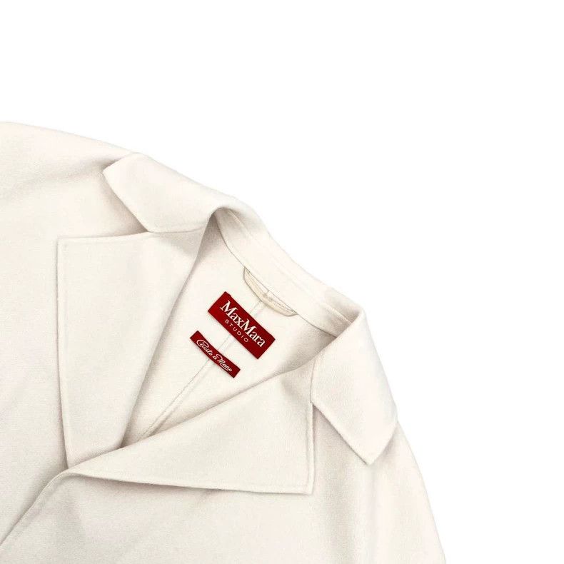 Max Mara Max Mara Wool/cashmere white long lace-up wool coat Size S / US 4 / IT 40 - 2 Thumbnail