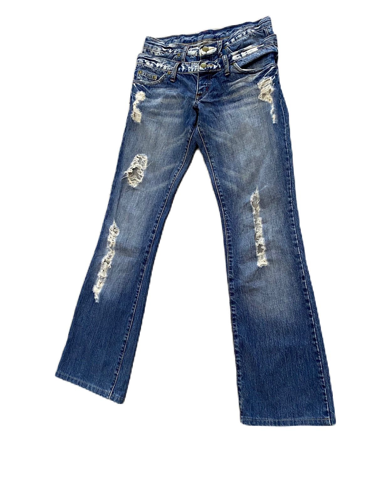 Japanese Brand × Tornado Mart THRASHED DOUBLE WAIST RIPPED DESIGN TORNADO MART Size US 29 - 6 Thumbnail