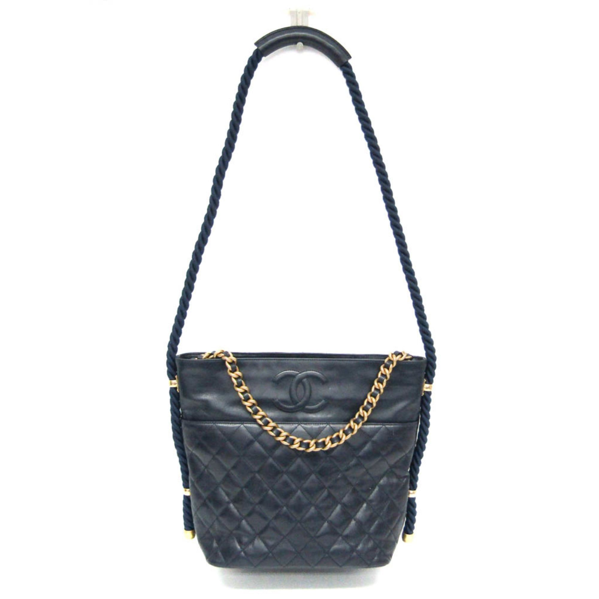 Chanel Chanel Matelasse Chain Handle 2-way Bag Women's Leather Handbag,Shoulder Bag Navy Size ONE SIZE - 1 Thumbnail