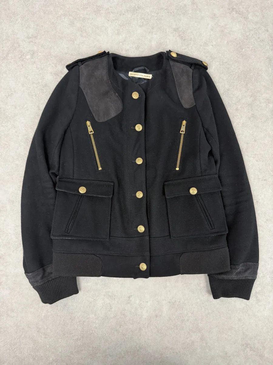 Balenciaga AW2007 Balenciaga Black Officer Buttoned Wool Peacoat by Nicolas Ghesquiere Size XS / US 0-2 / IT 36-38 - 1 Thumbnail