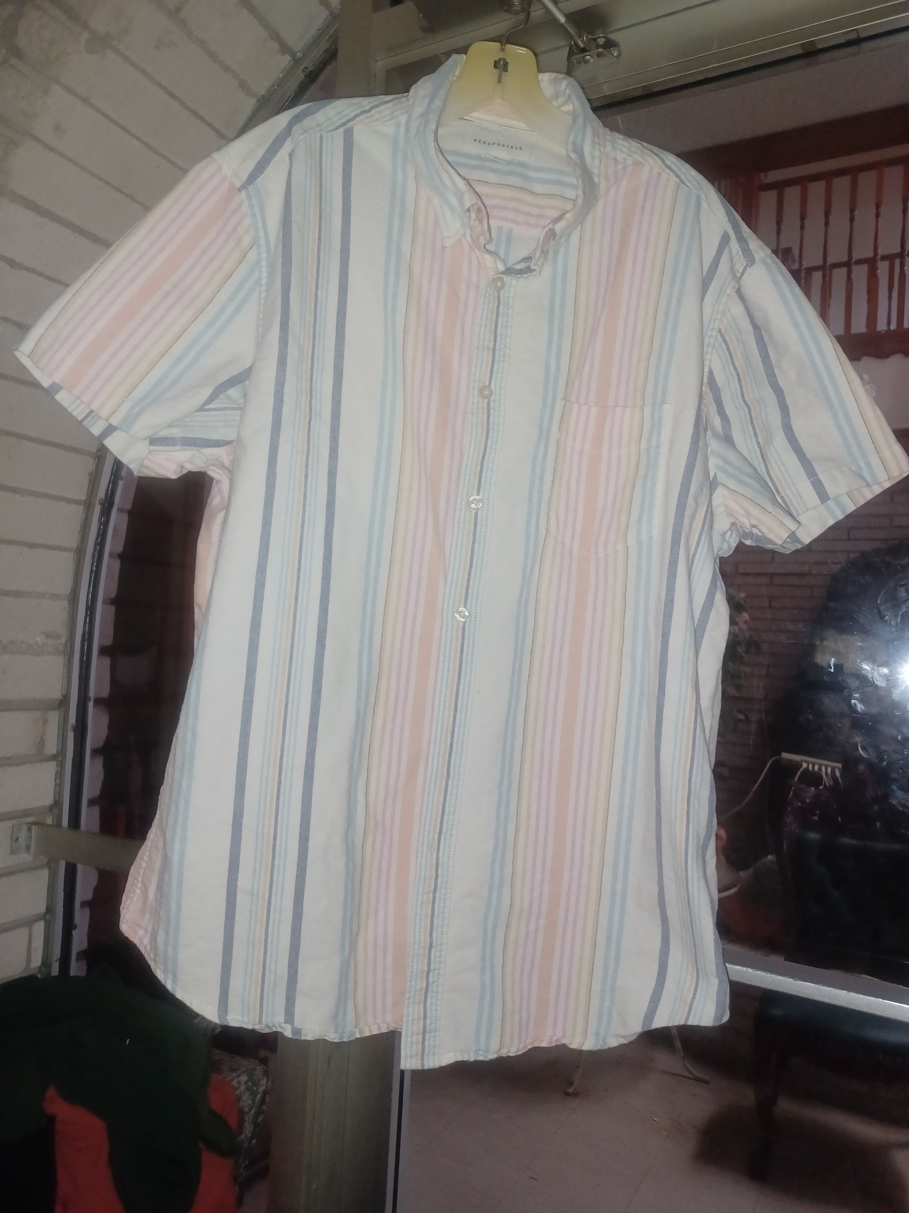 Aeropostale Aeropostale Men's Button-Up Shirt XL Pastel Stripes Size US XL / EU 56 / 4 - 1 Thumbnail