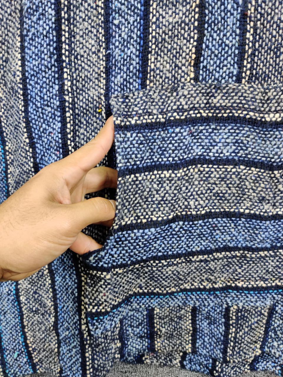 Vintage Vintage Mexican Baja Drug Rug Blue Grey Jacket Size US XXL / EU 58 / 5 - 11 Thumbnail