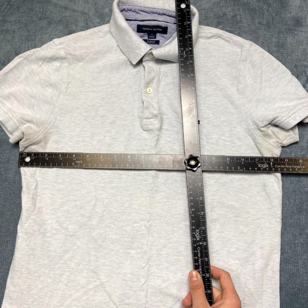 Tommy Hilfiger Tommy Hilfiger Polo Shirt Mens Medium Heather Gray Cotton Stretch Logo Slim Fit Size US M / EU 48-50 / 2 - 6 Thumbnail