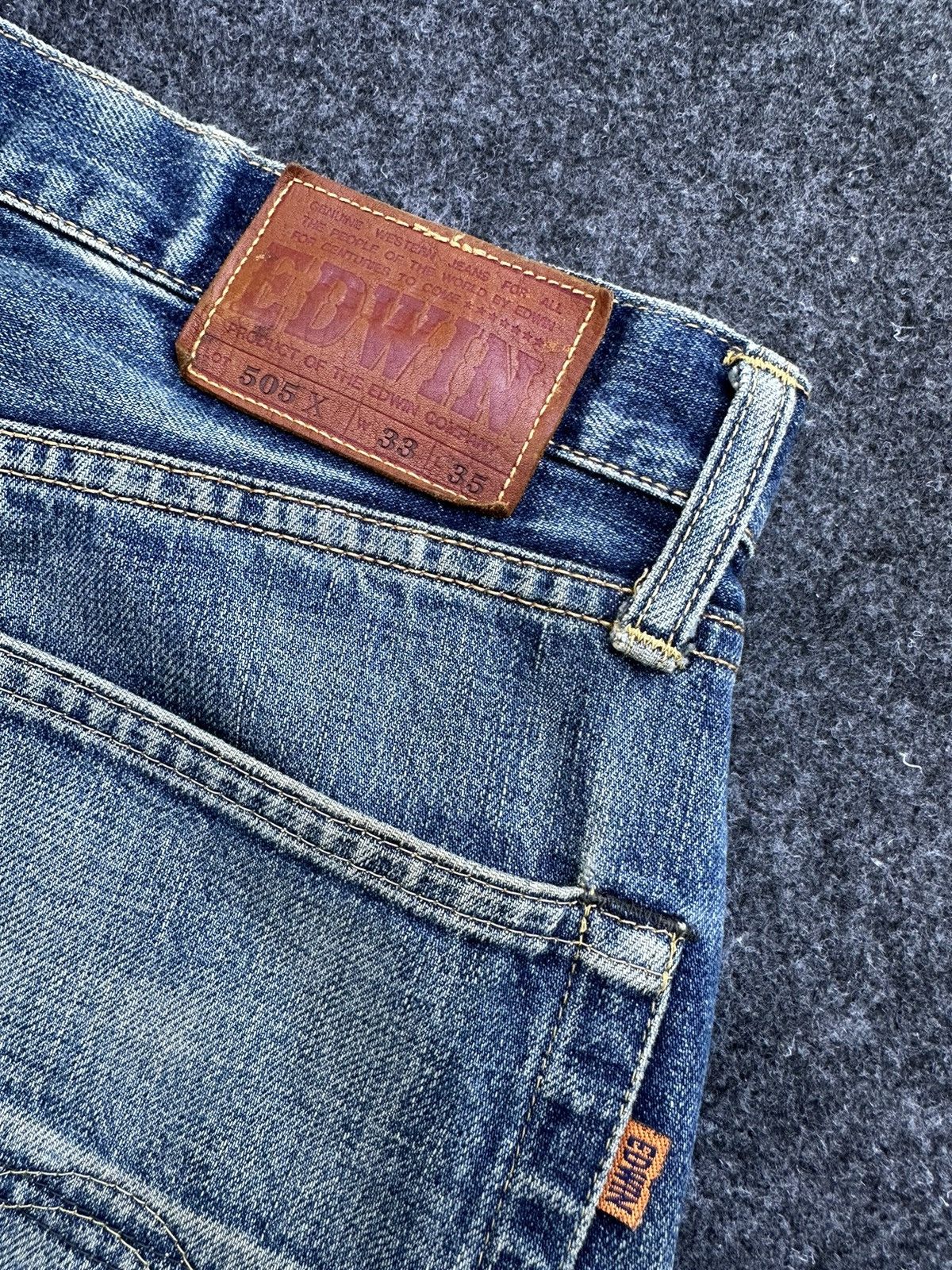 Edwin Vtg Edwin 505X Orange Tag Selvedge Ripped Denim 30x35 D42 Size US 30 / EU 46 - 4 Thumbnail