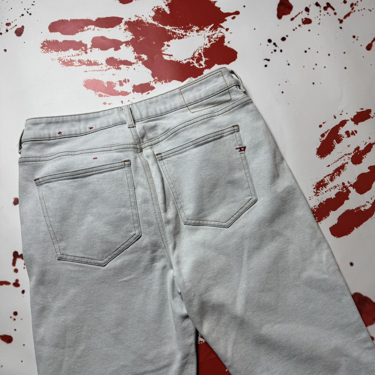 Diesel vintage 90s diesel jeans big logo white blue Size 29" - 2 Thumbnail