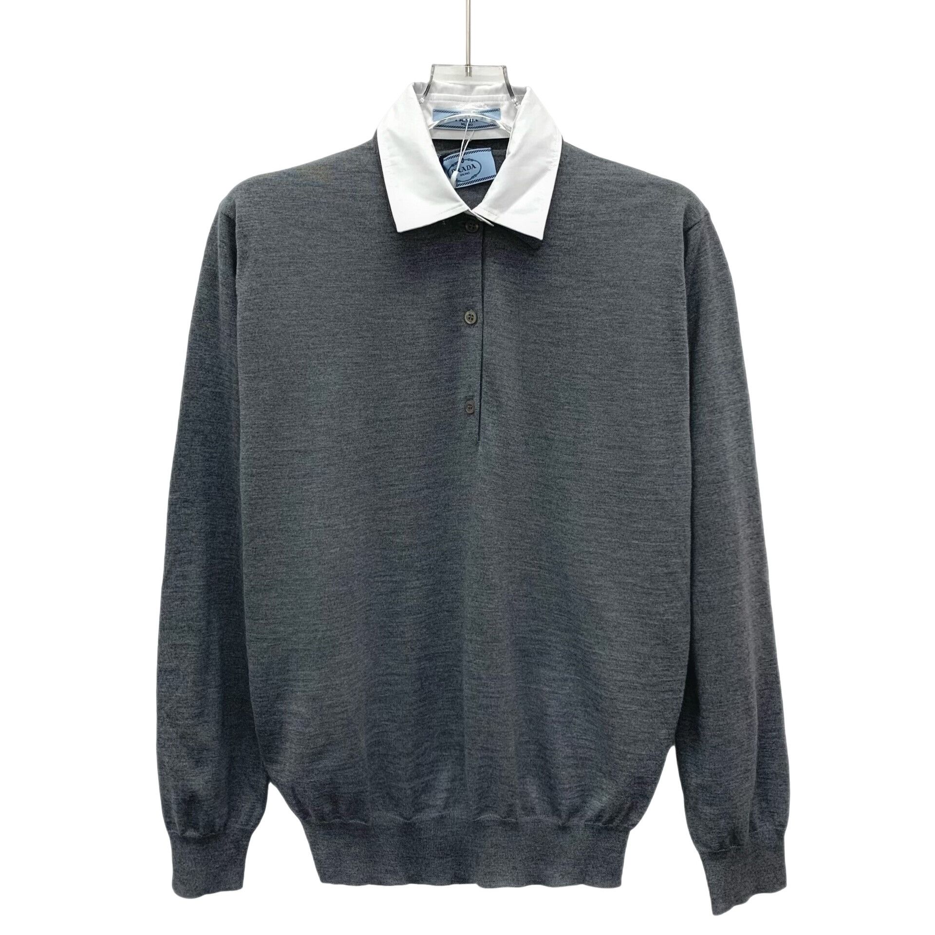 Prada Prada Grey Superfine Wool Knit Polo Size 38 Size XS / US 0-2 / IT 36-38 - 1 Thumbnail