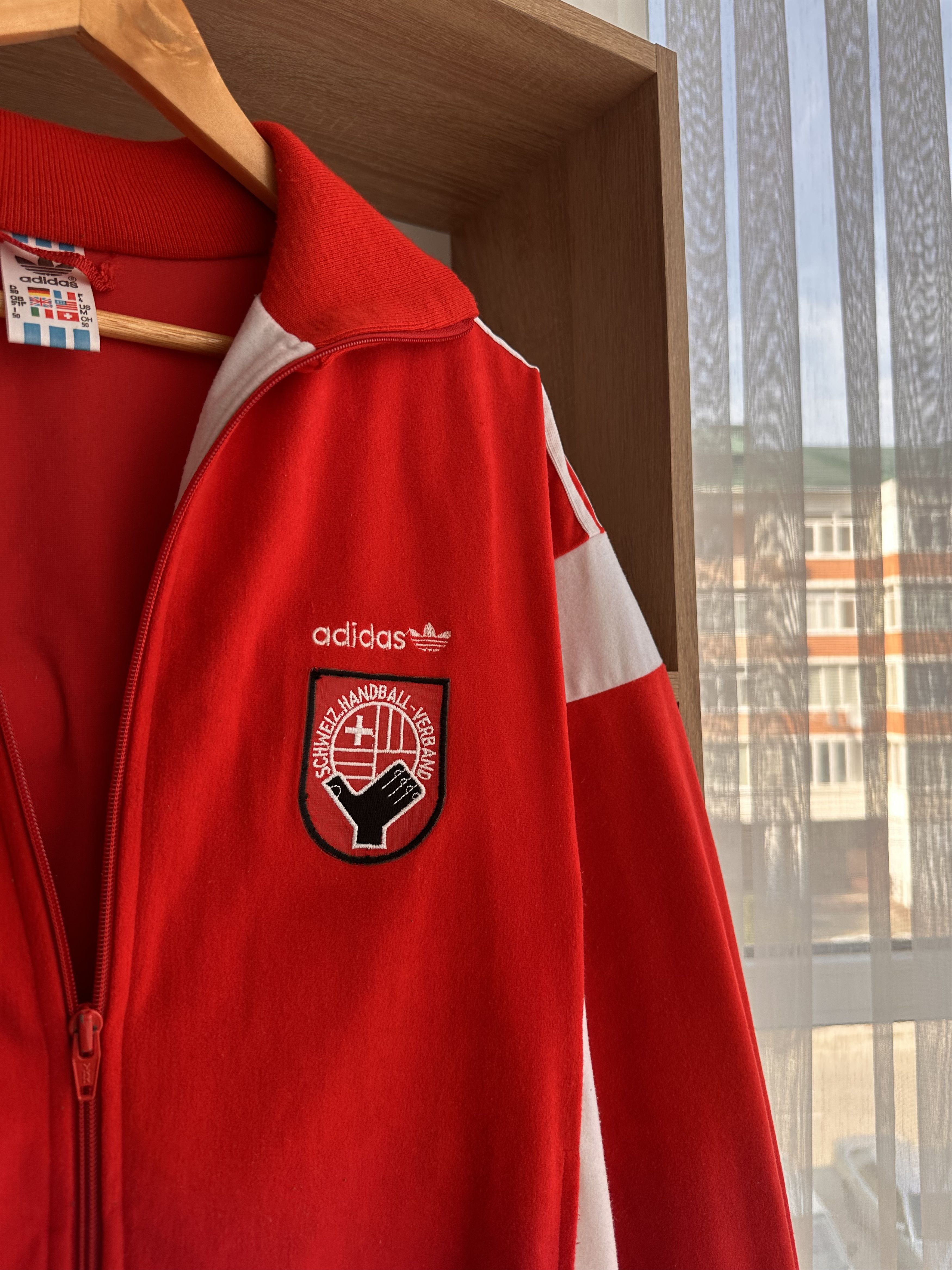 Adidas Vintage Adidas Suisse Handball Sportswear Red Hoodie Size US M / EU 48-50 / 2 - 4 Thumbnail