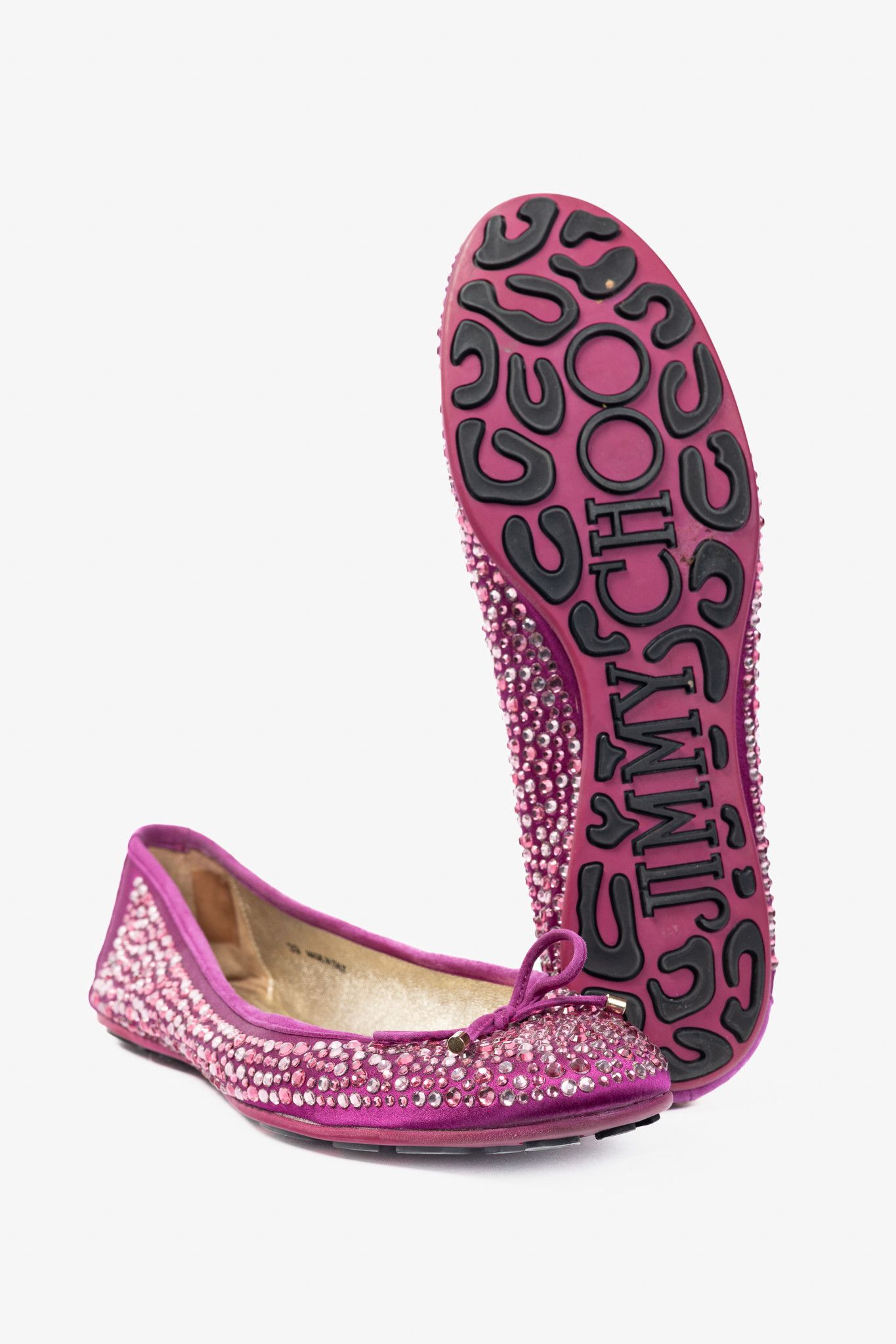 Jimmy Choo Jimmy Choo Weber Crystal-Embellished Satin Bow Ballet Flats Size US 8.5 / IT 38.5 - 5 Thumbnail
