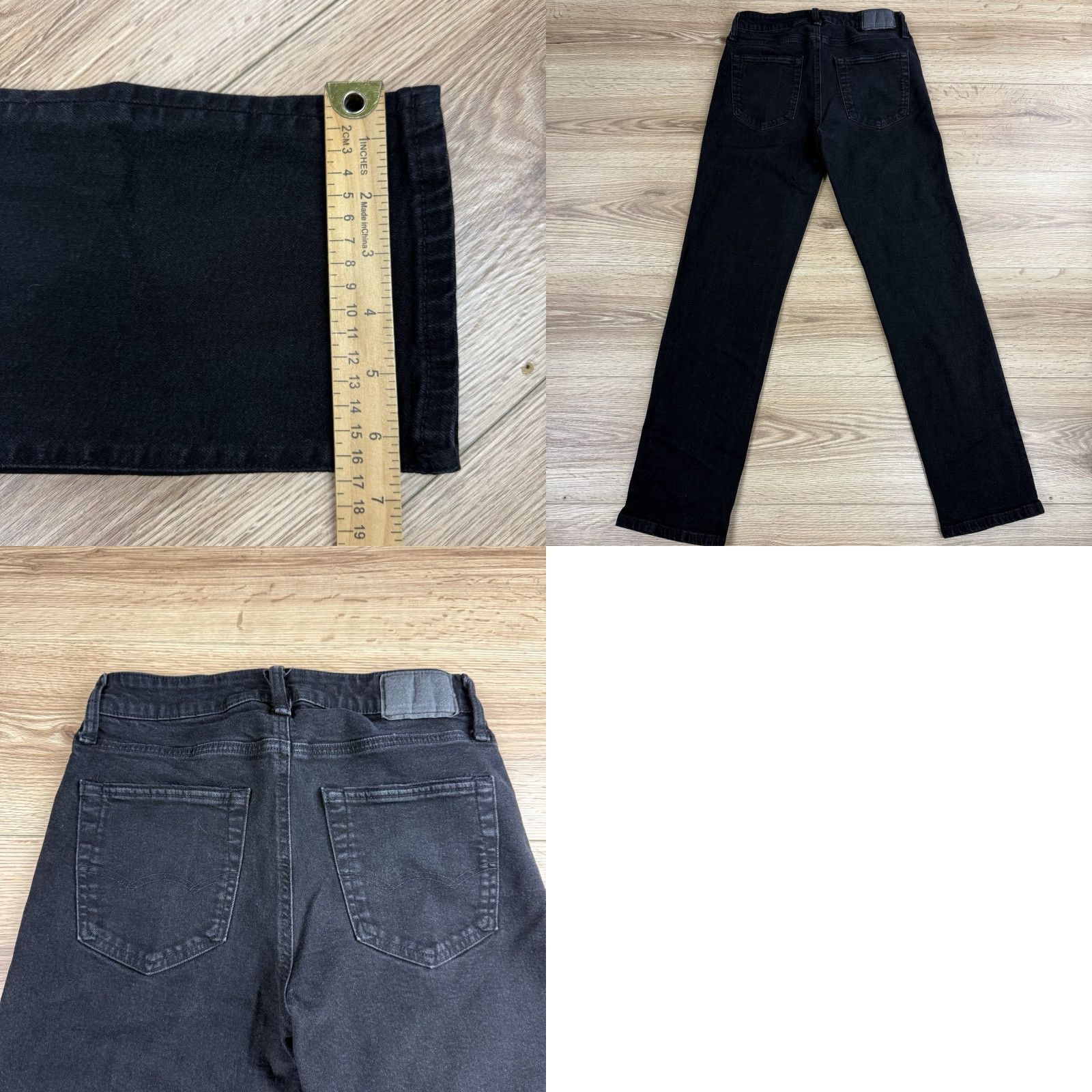 American Eagle Outfitters American Eagle Mens Slim Straight Jeans Black Denim 29x30 AirFlex Slimming 8-10 Rise Jeans Black Leather Patch? Size US 29 - 8 Thumbnail