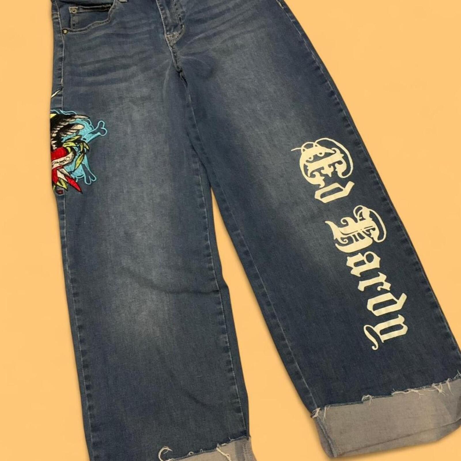 Ed Hardy Ed Hardy Brave Eagle wide leg jeans sold out Size 28" / US 6 / IT 42 - 2 Thumbnail