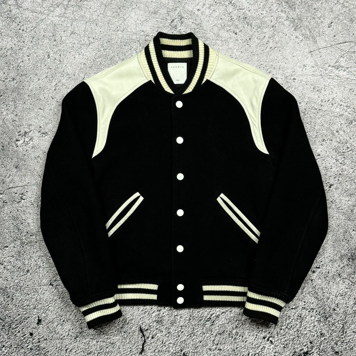 Sandro Emboridered Tiger Logo Teddy Varsity Wool Jacket