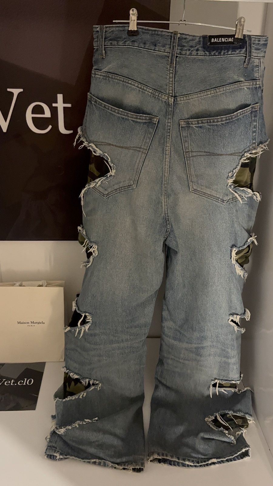 Balenciaga ✅Balenciaga Slashed Layer double distressed jeans blue/camo Size US 30 / EU 46 - 4 Thumbnail