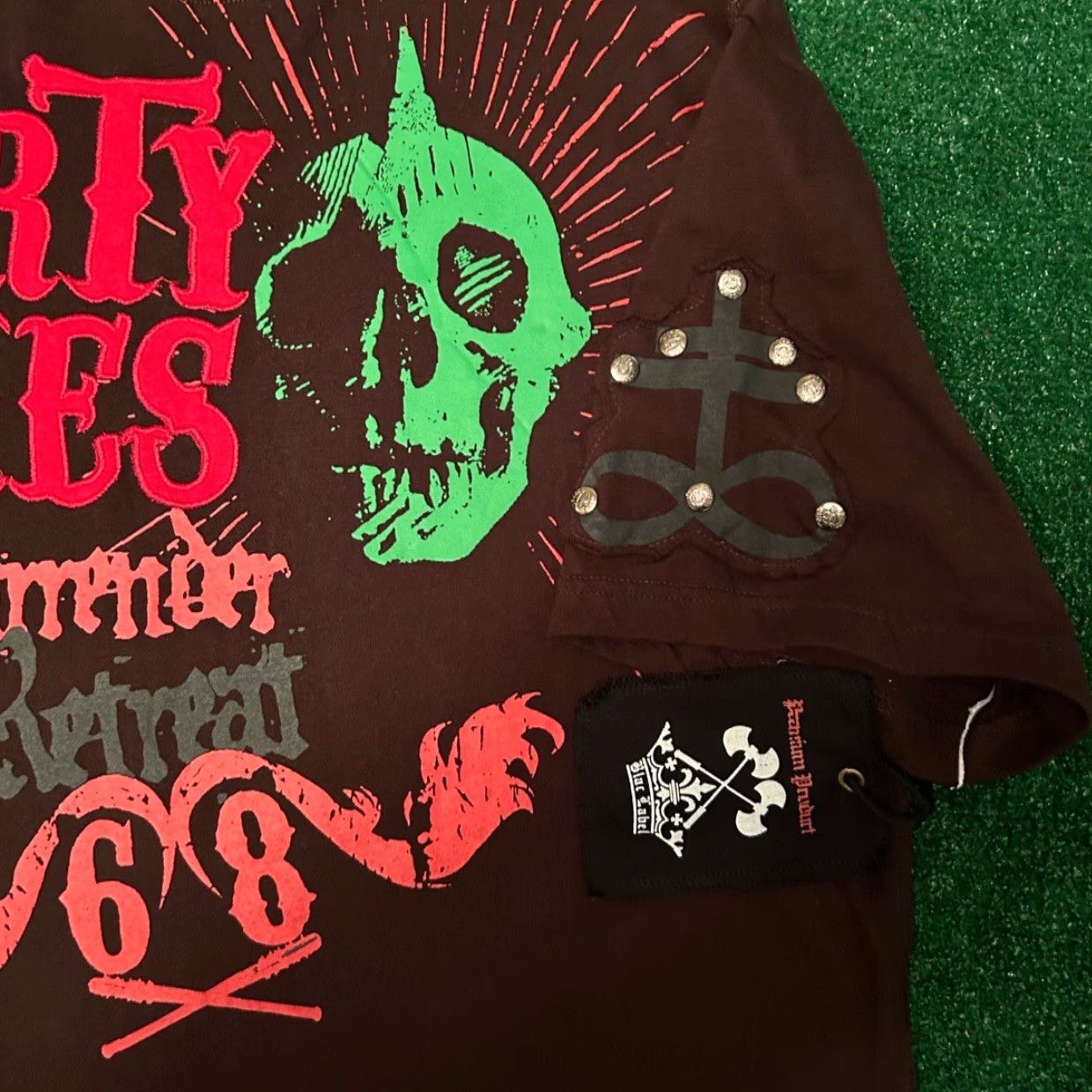 Vintage VINTAGE Blac Label T-Shirt XL Brown Skull Grunge Punk Y2K Sat an Souls Dirty Ones MMA Affliction Biker Hip Hop Skater Mens Size US XL / EU 56 / 4 - 4 Thumbnail
