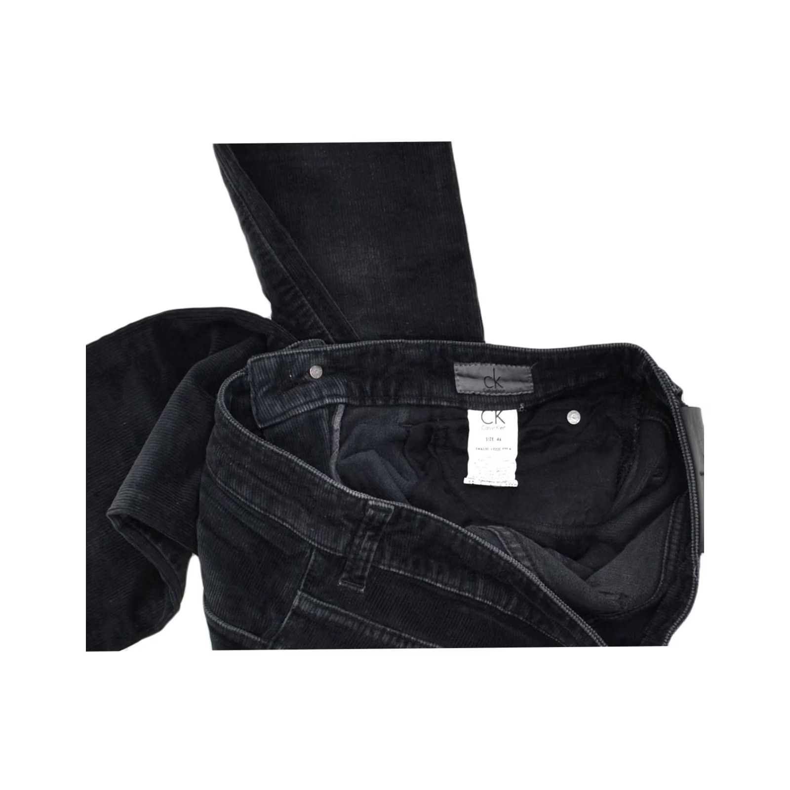 Calvin Klein CALVIN KLEIN Womens Corduroy Trousers Black Large W32 L31 Straight Size 36" / US 14 / IT 50 - 3 Thumbnail
