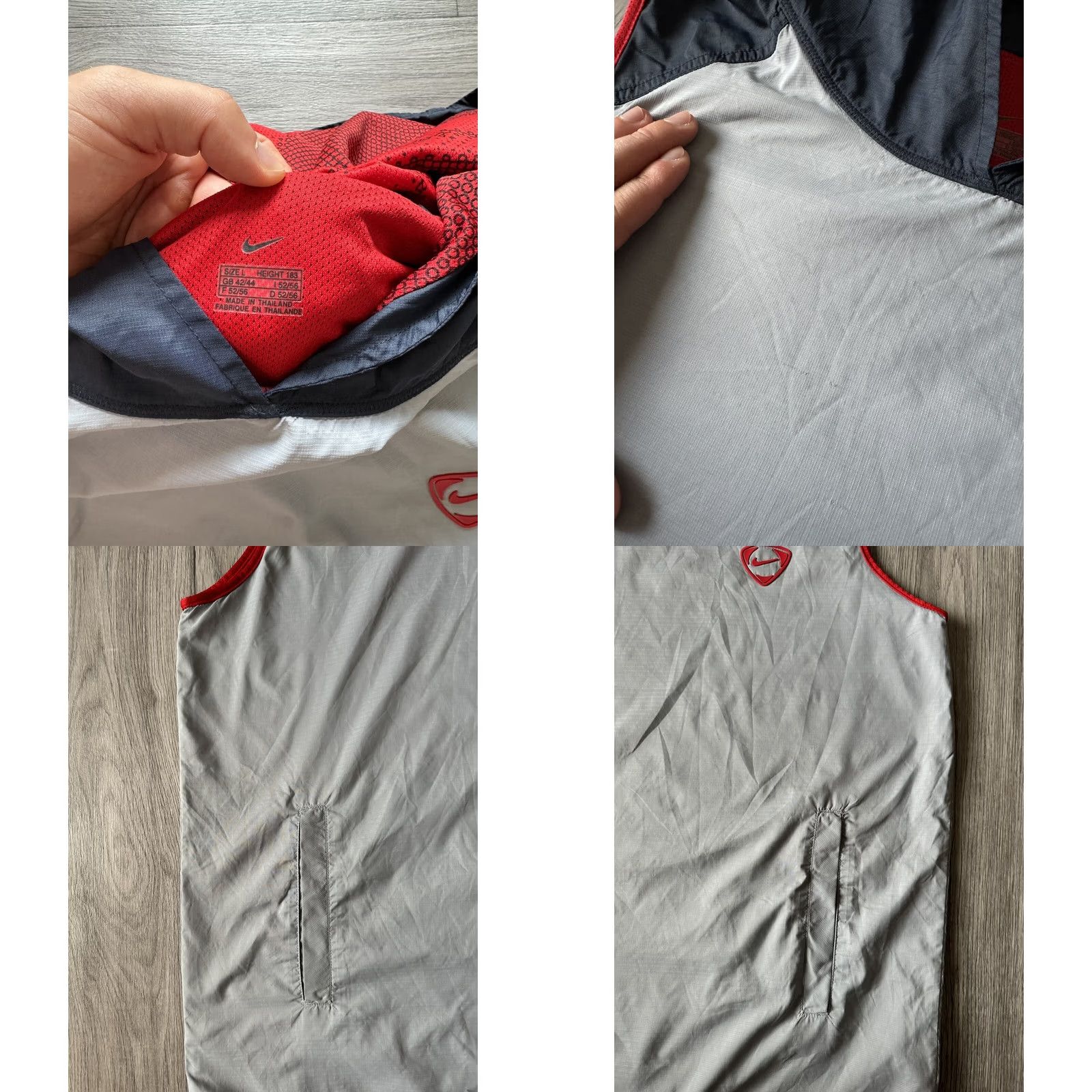 Nike VINTAGE Nike Windbreaker Jacket Sleeveless Hooded Vest Dri-Fit Total 90 Y2K Large L Gray Mens Size US L / EU 52-54 / 3 - 9 Thumbnail