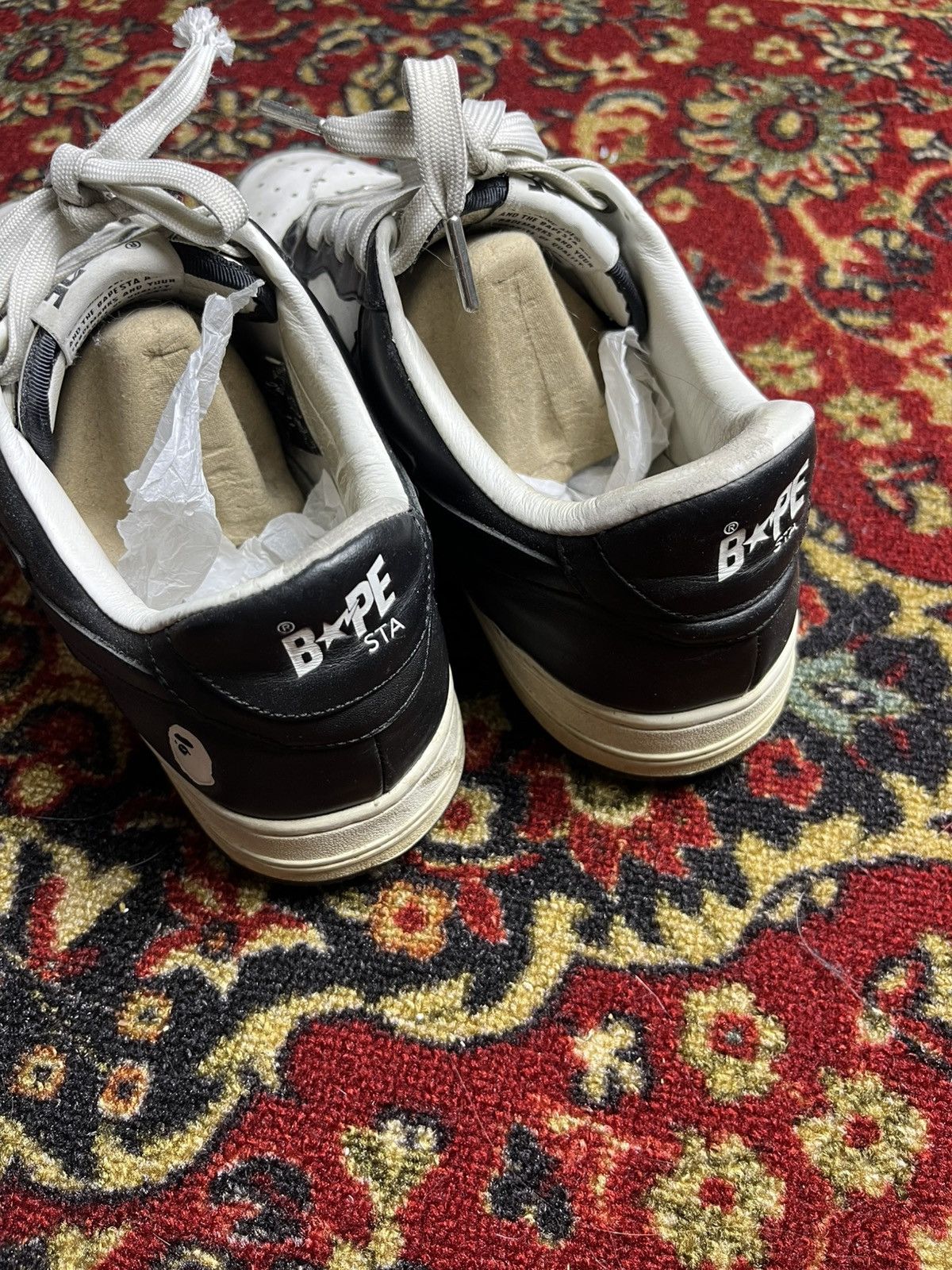 Bape A Bathing Ape Bapesta Low Black White 2021 Size US 11 / EU 44 - 7 Thumbnail
