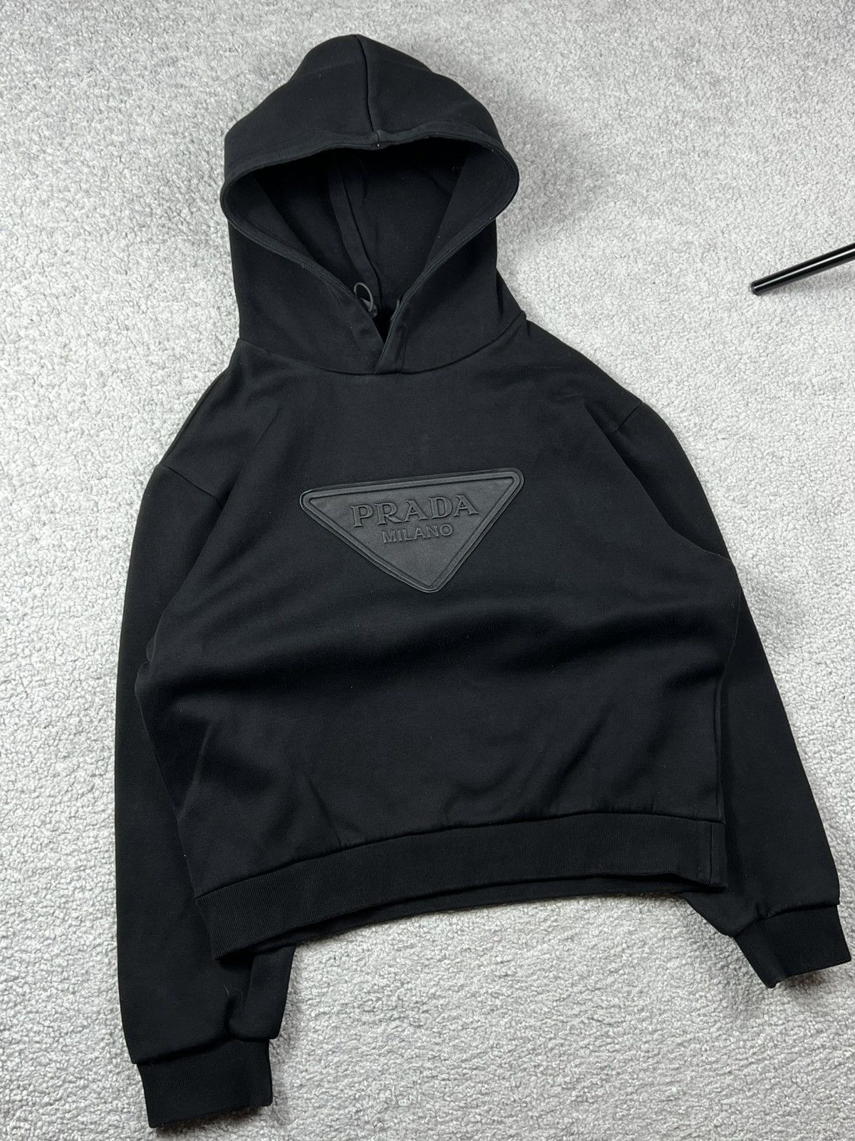 Prada SS22 Prada Logo Leather Patch Hoodie Size M Size US M / EU 48-50 / 2 - 5 Thumbnail