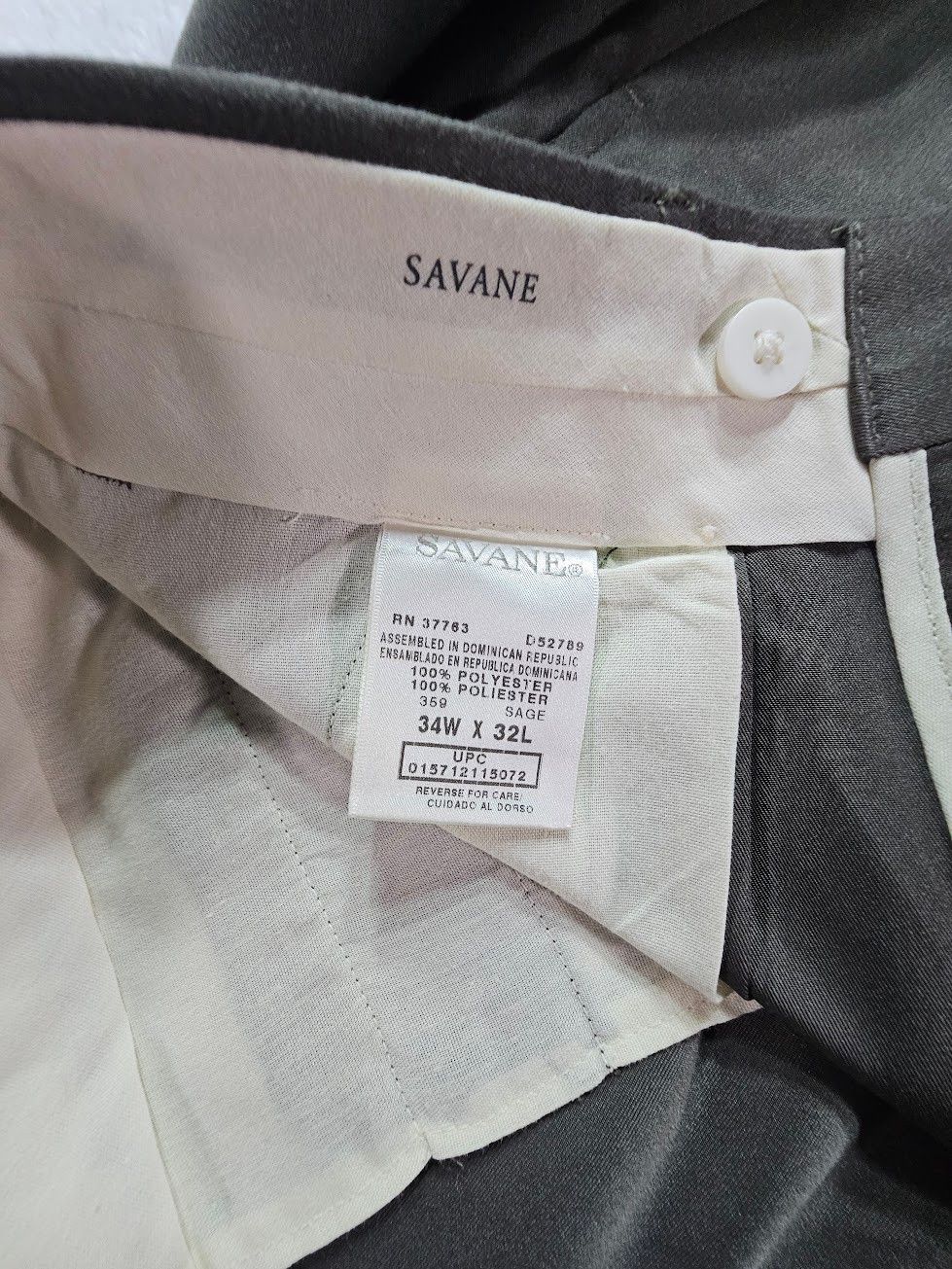 Savane Savane Mens Sage Green Pleated Cuffed Dress Pants Size US 34 / EU 50 - 7 Thumbnail
