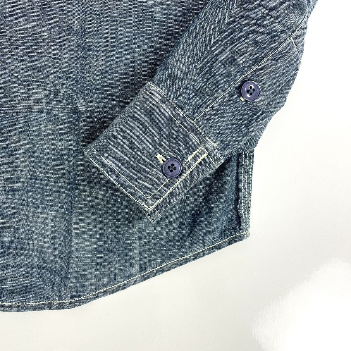 Japanese Brand Vintage Houston Military USN Chambray Pocket Denim Shirt Size US M / EU 48-50 / 2 - 9 Thumbnail