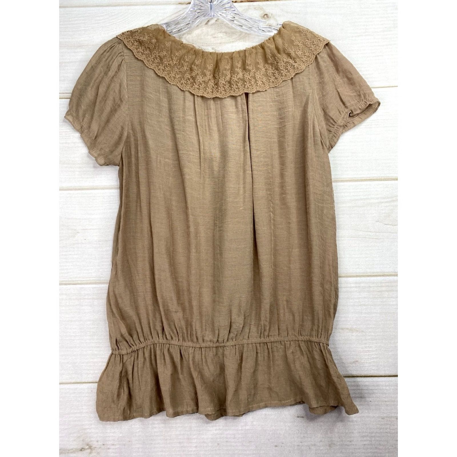 Etro Mine Womens Top L Brown Lace Trim Peplum Boho Coquette Retro Y2K Shirt Girls Ladies Brown Lace Trim Peplum Top Size L / US 10 / IT 46 - 6 Thumbnail