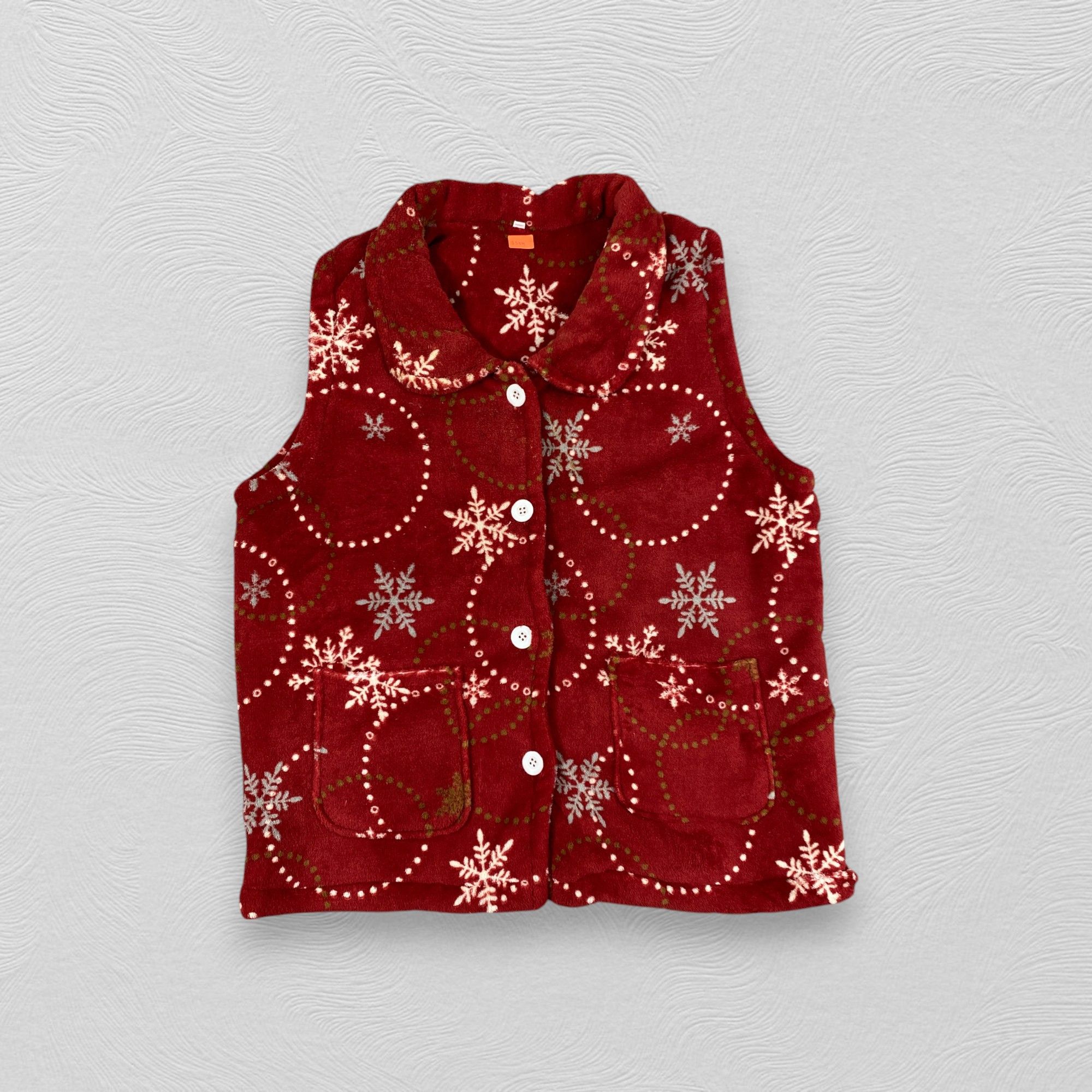 Japanese Brand Vintage Snowflake Christmas Theme Vest Fleece Jacket- J384 Size US M / EU 48-50 / 2 - 1 Thumbnail