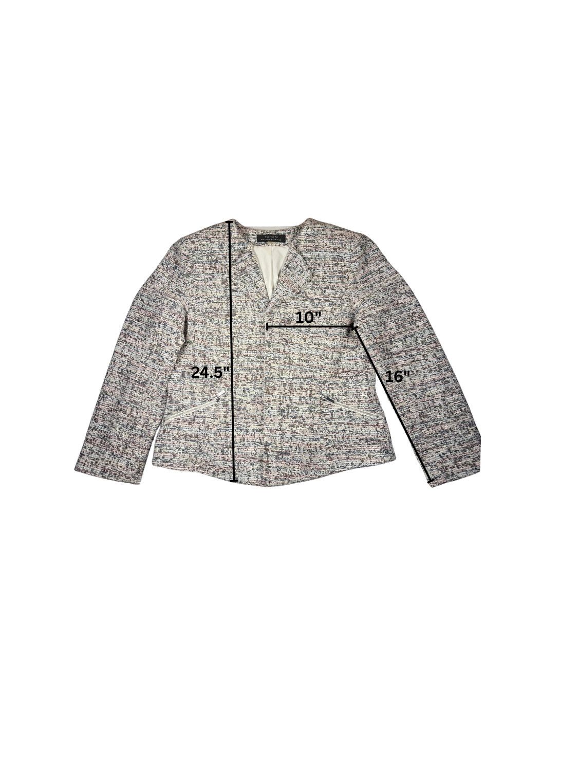 Elie Tahari Tahari Blazer Textured Neutral Jacket Business Casual Office Size L / US 10 / IT 46 - 3 Thumbnail