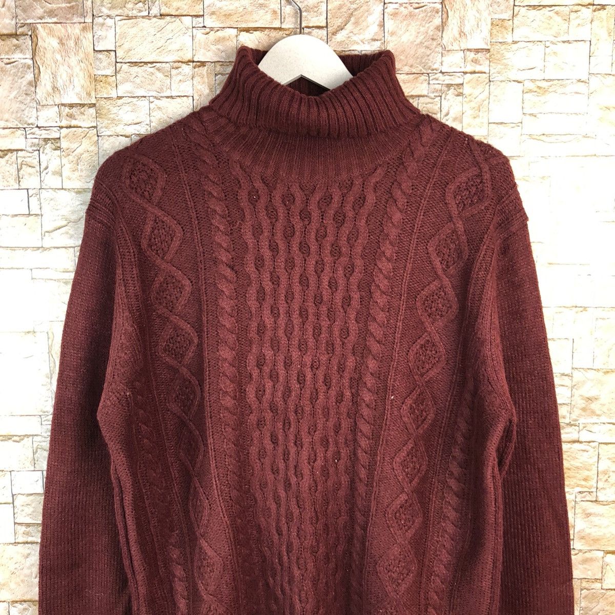 Aran Isles Knitwear × Homespun Knitwear × Japanese Brand GU Maroon Knitwear #A1192 Size US L / EU 52-54 / 3 - 5 Thumbnail