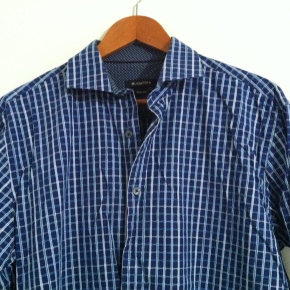 BUGATCHI BUGATCHI MENS BLUE COTTON BUTTON DOWN CASUAL SHIRT SIZE: L Size US L / EU 52-54 / 3 - 2 Thumbnail